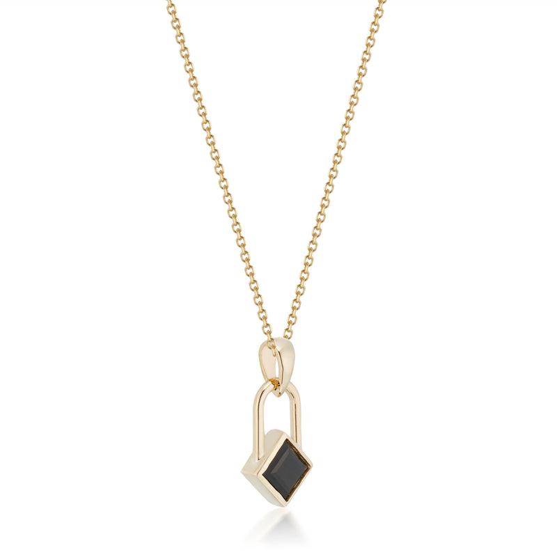 Square Lock Black Onyx Necklace