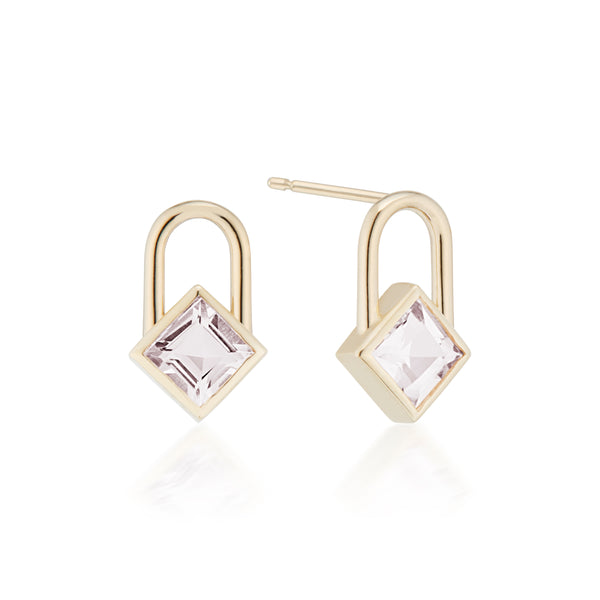 Square Morganite Lock Earrings