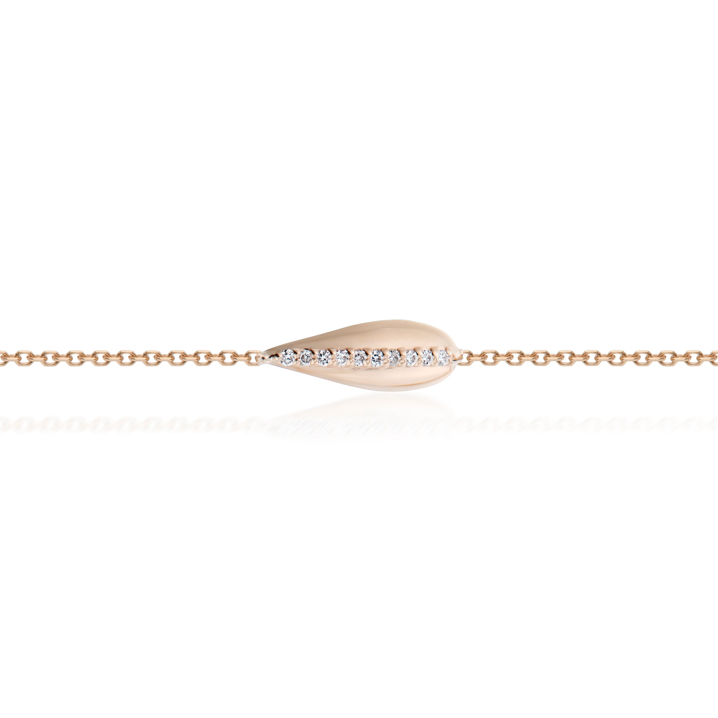 Vale Jewelry Swoop Bracelet With 10 Round White Diamonds Close Up Rose Gold