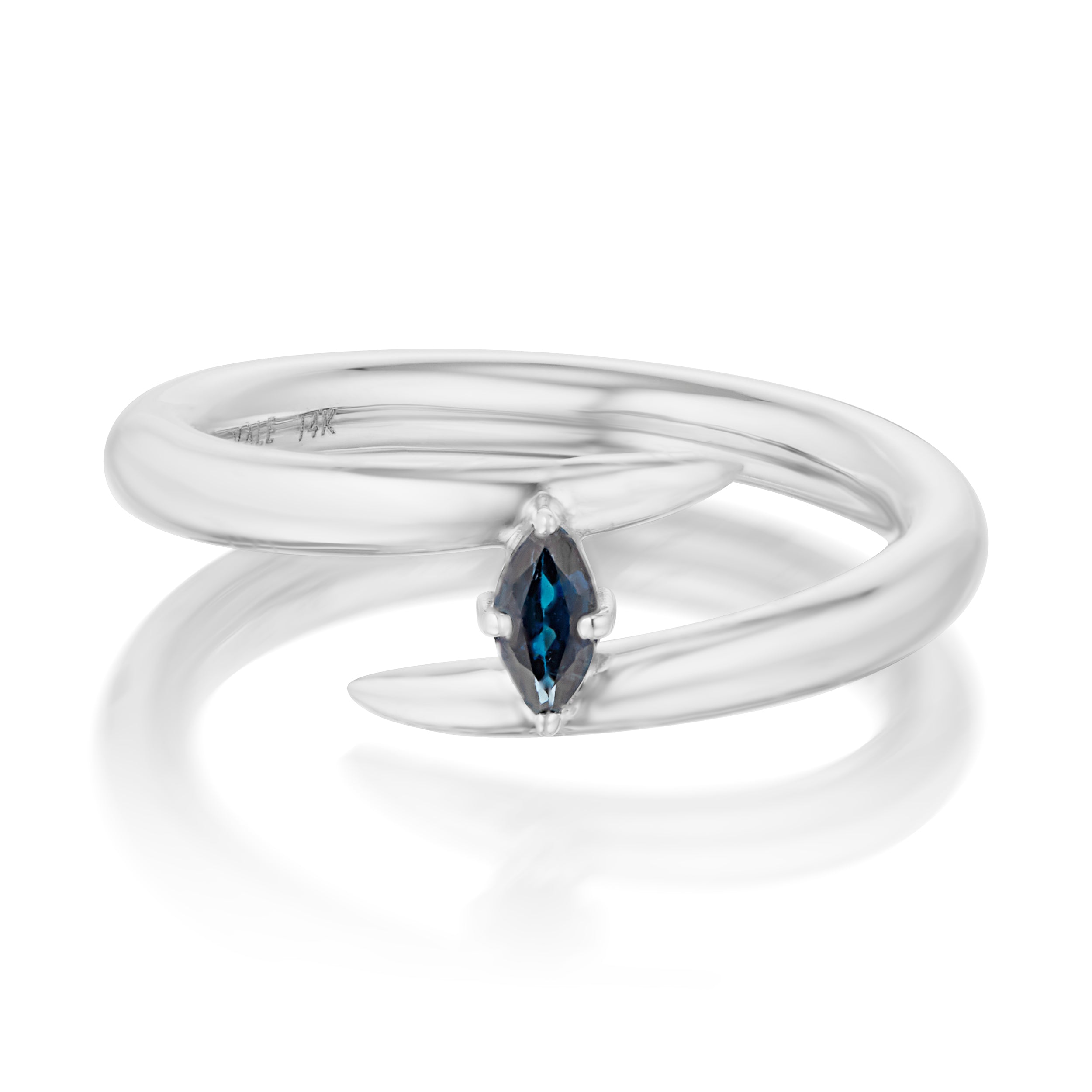 Vale Jewelry Swoop Marquise Cut Sapphire Bypass Ring White View Yellow Gold