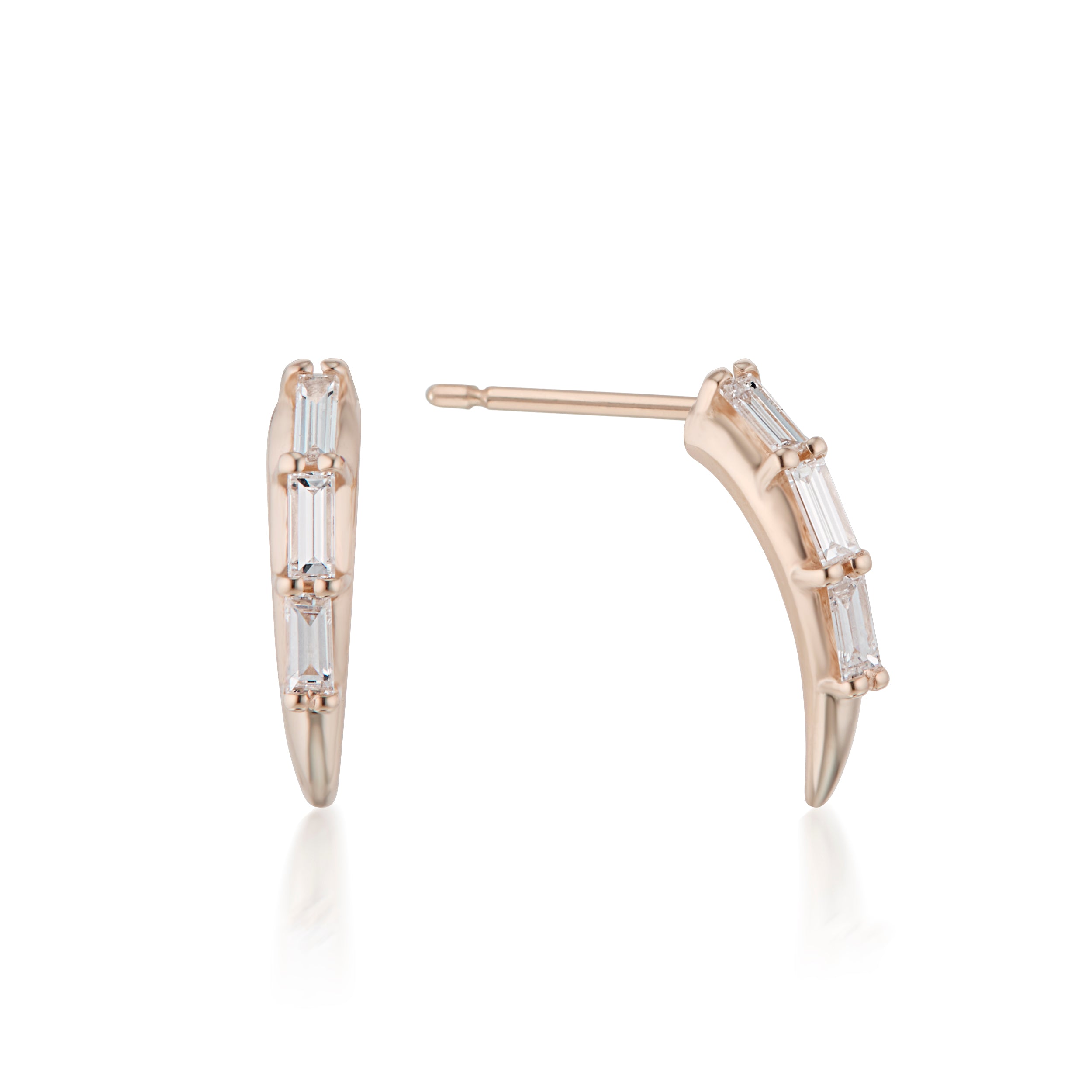 Swoop Baguette Cut Diamond 2-Piece Earrings