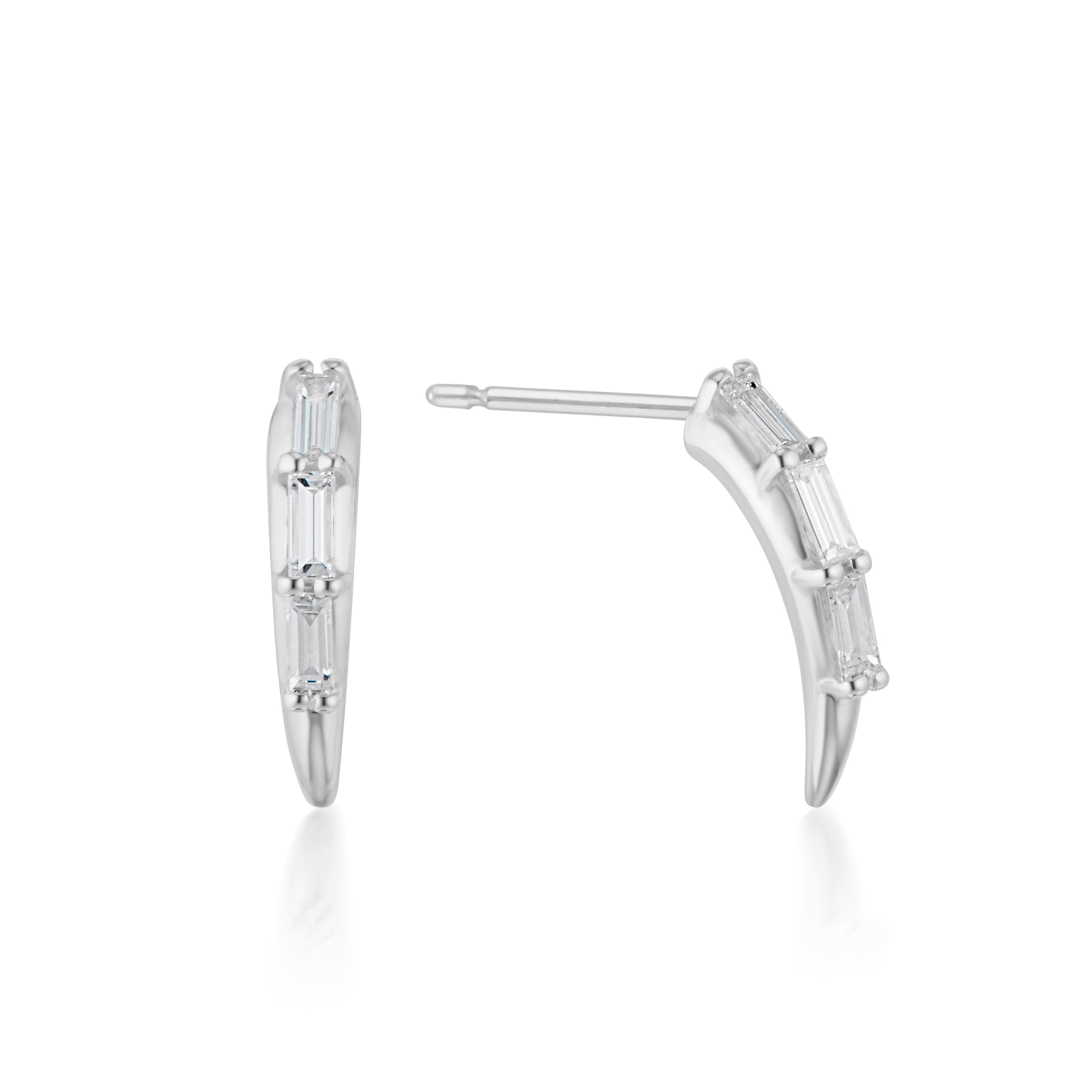 Swoop Baguette Cut Diamond 2-Piece Earrings