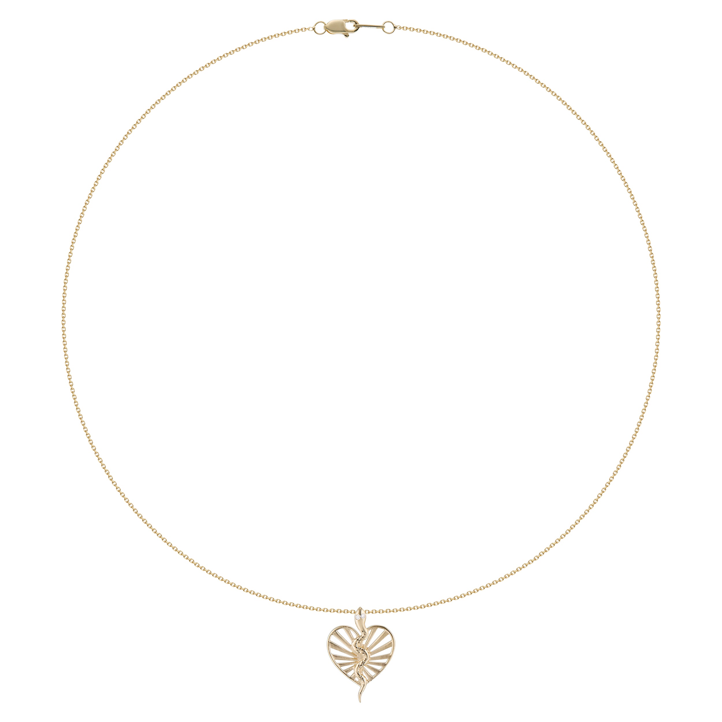 Textured Serpent Open Ray Heart Necklace