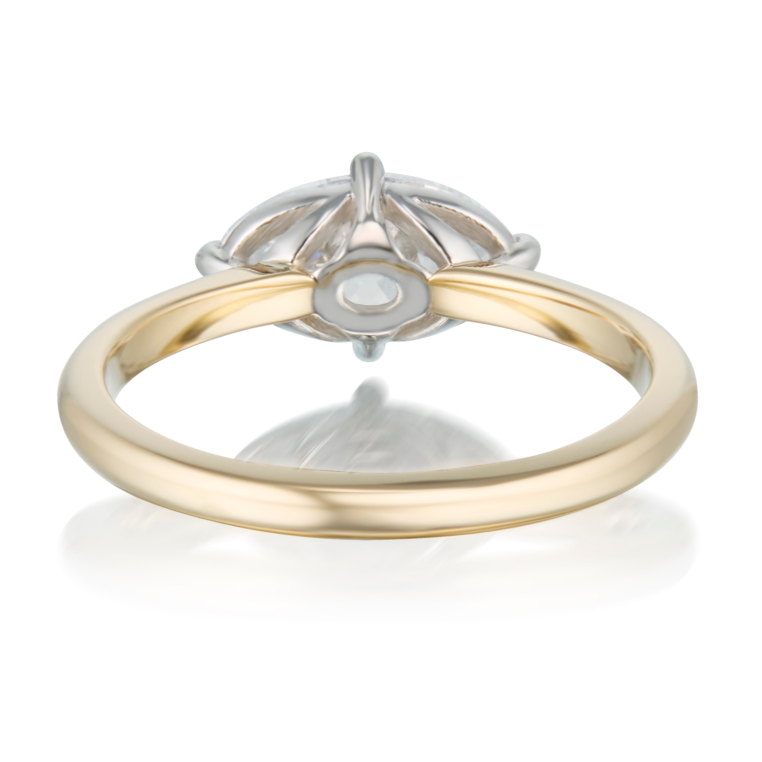 Vale Jewelry 1.15 Carat East-West Diamond Gracia Ring with Platinum and Yellow Gold Mixed Metal Back View
