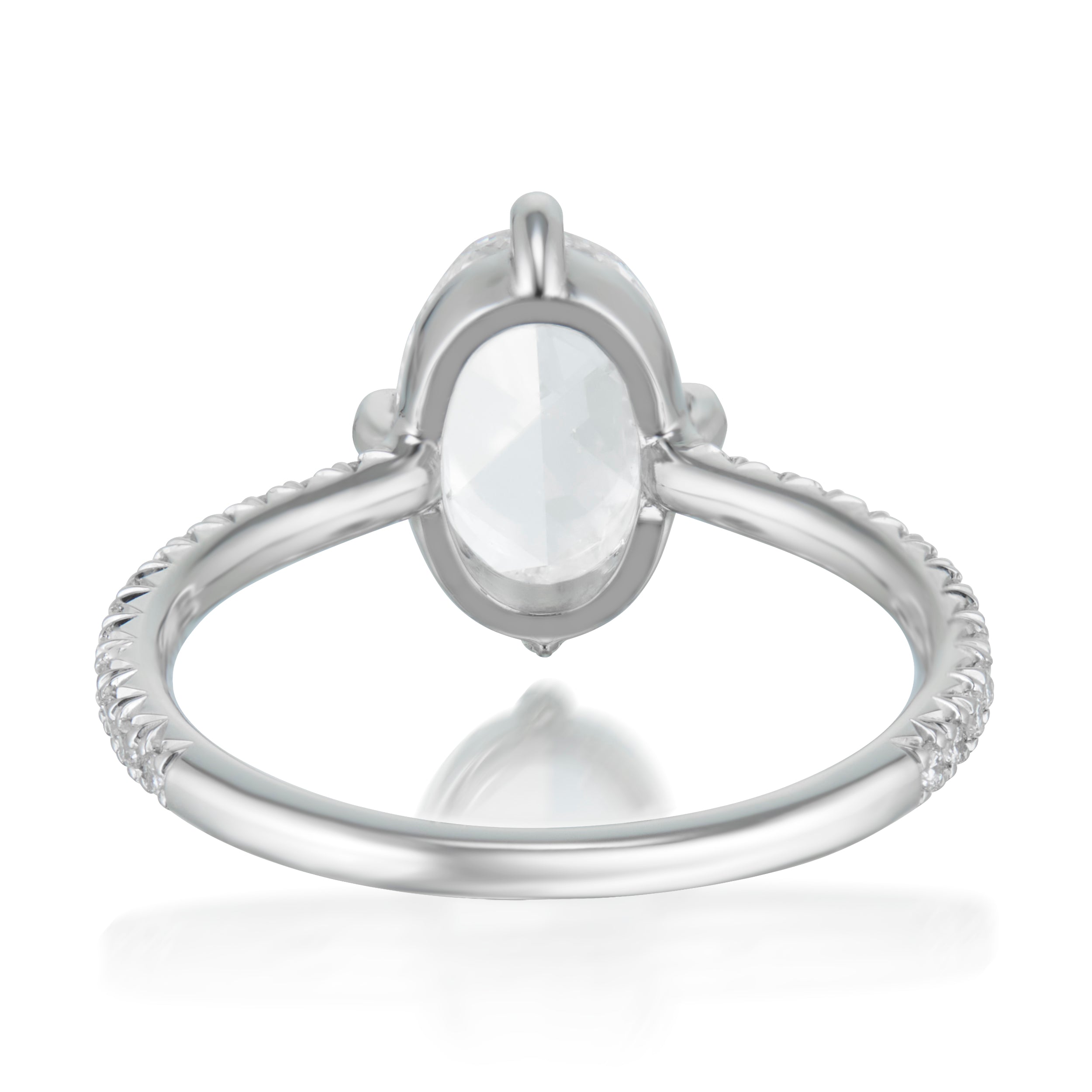 Vale Jewelry 1.18 Carat Oval Rose Cut Diamond Evelina Ring Platinum Back View