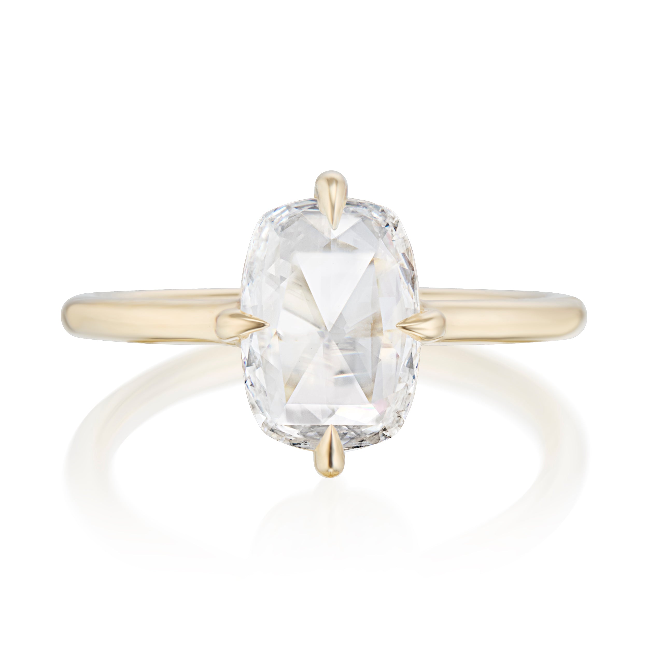 1.49 Carat Barrel Shape Cushion Rose Cut Diamond Ring