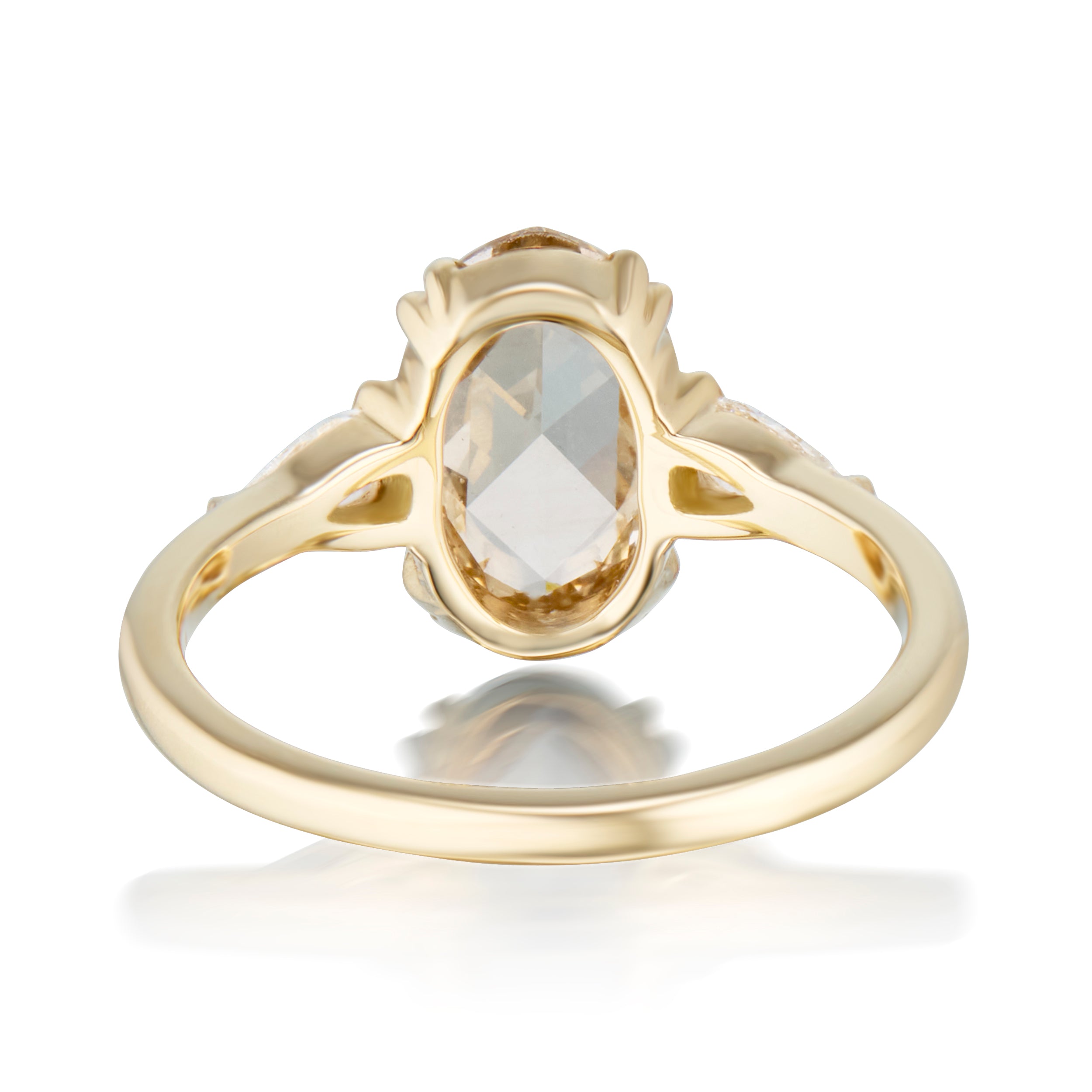 Vale Jewelry 1.54 Carat Champagne Oval Rose Cut Diamond Quinn Ring Back View