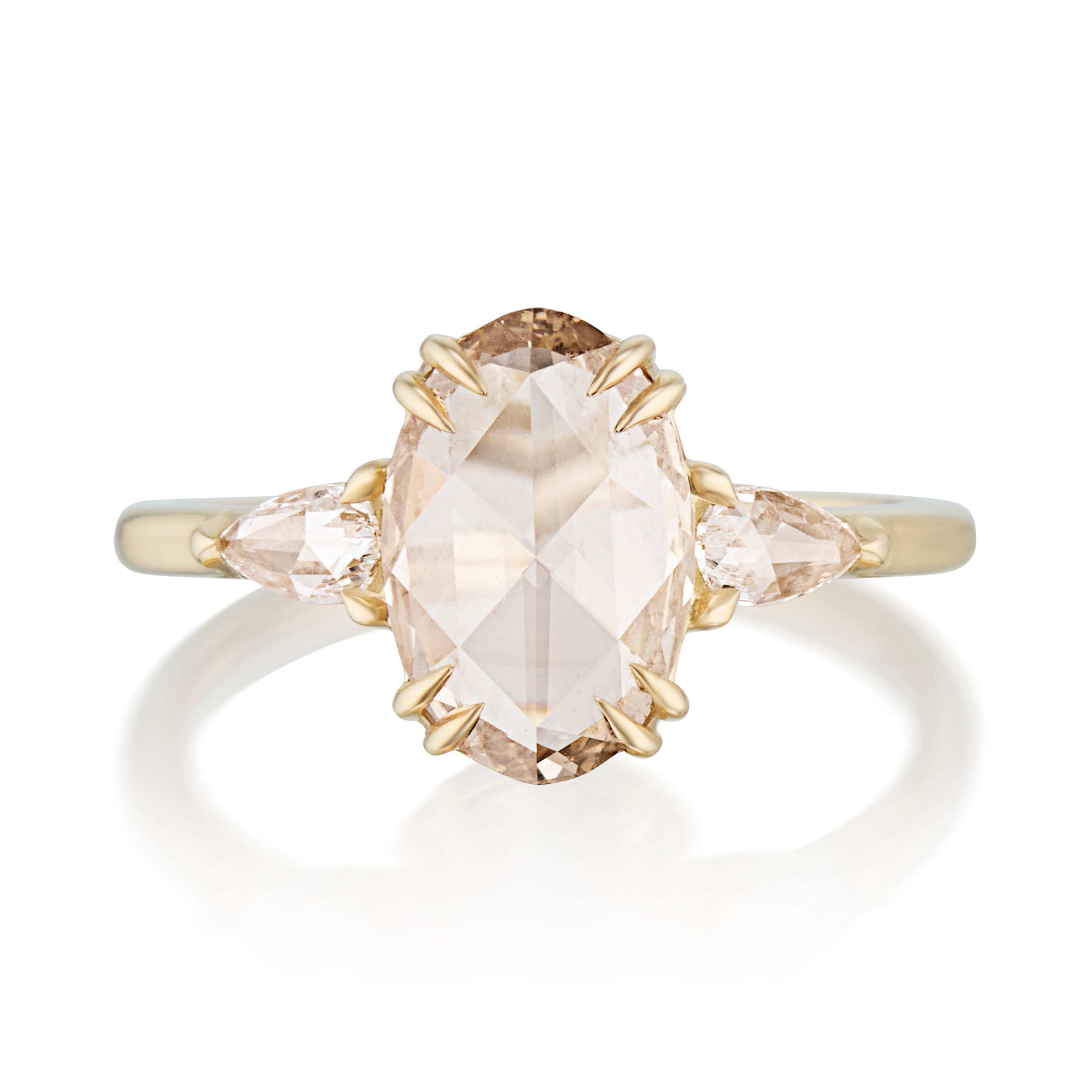 Vale Jewelry 1.54 Carat Champagne Oval Rose Cut Diamond Quinn Ring Front View