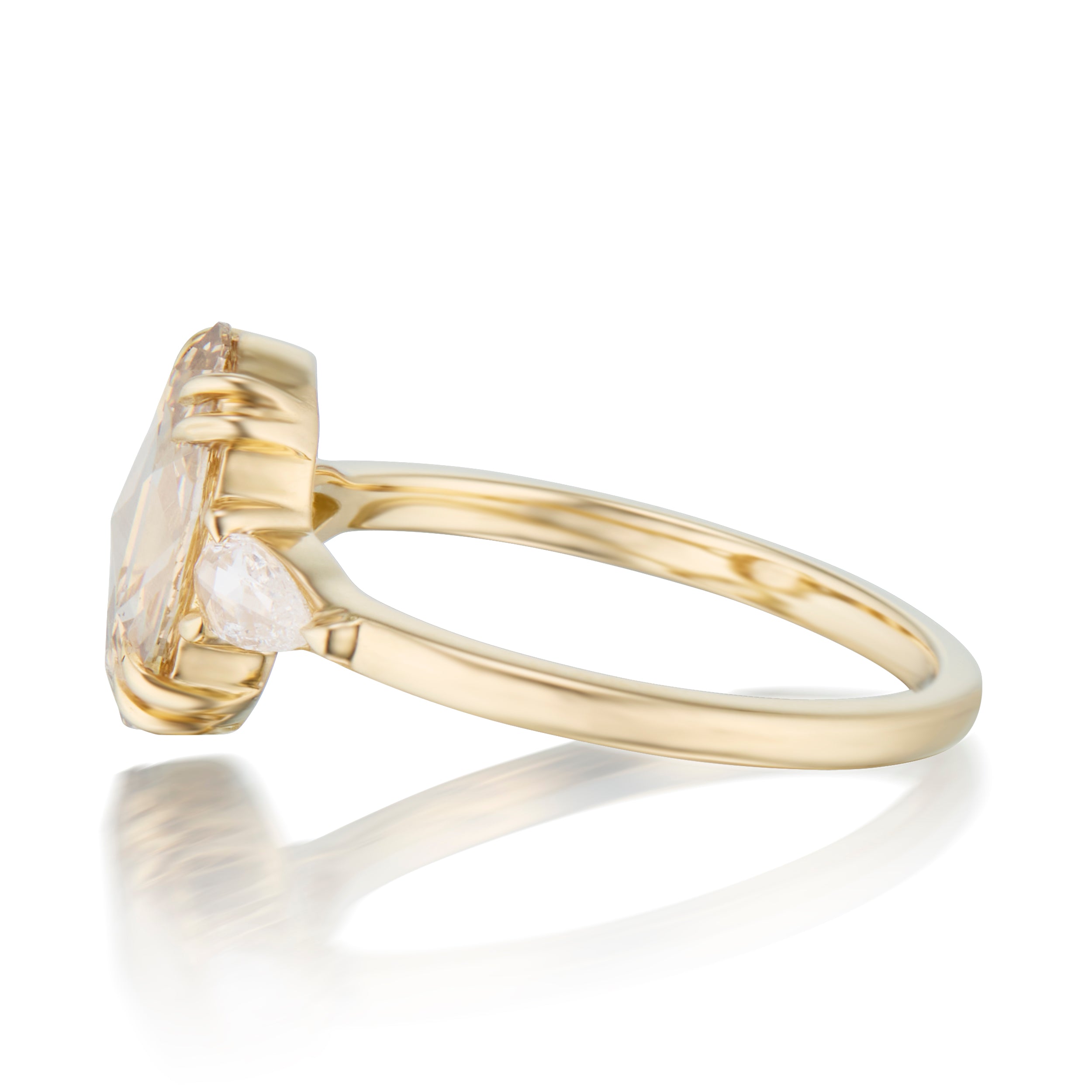Vale Jewelry 1.54 Carat Champagne Oval Rose Cut Diamond Quinn Ring Side View