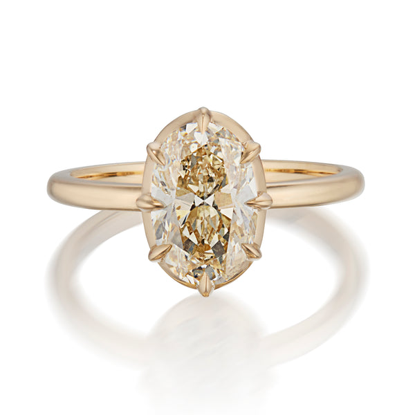 Vale Jewelry 2.06 Carat Collet Set Diamond Ring Yellow Gold Front