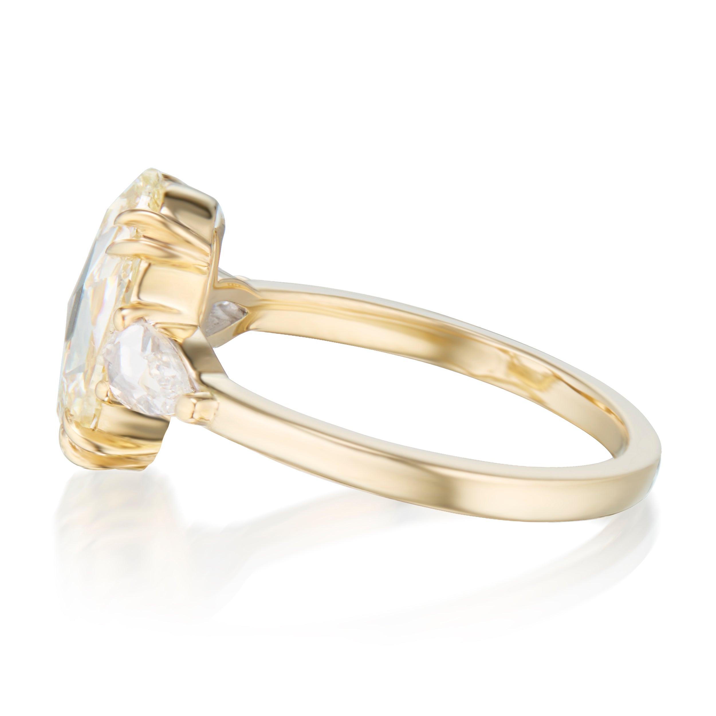 Vale Jewelry 2.23 Carat Oval Rose Cut Diamond Quinn Ring Side View in Yellow Gold