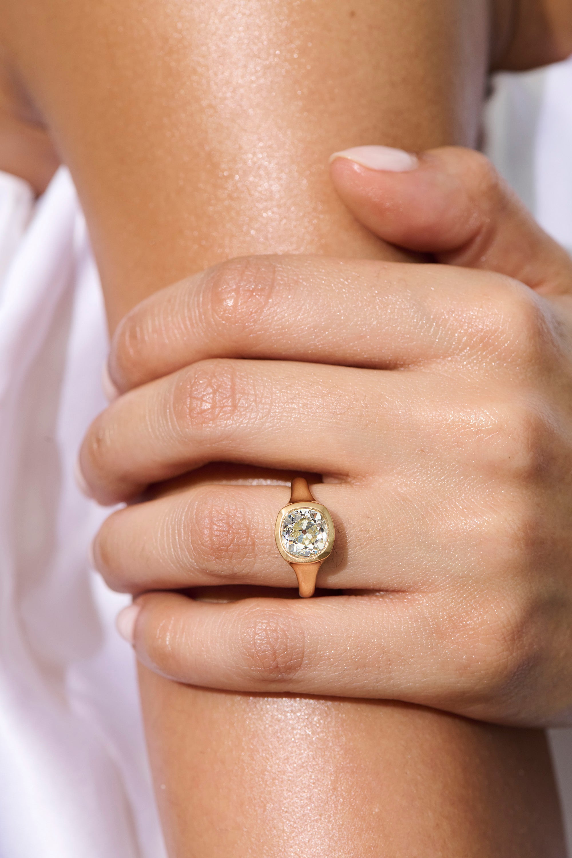 Vale Jewelry 2.73 Carat Old Mine Cut Diamond Elise Ring on Model