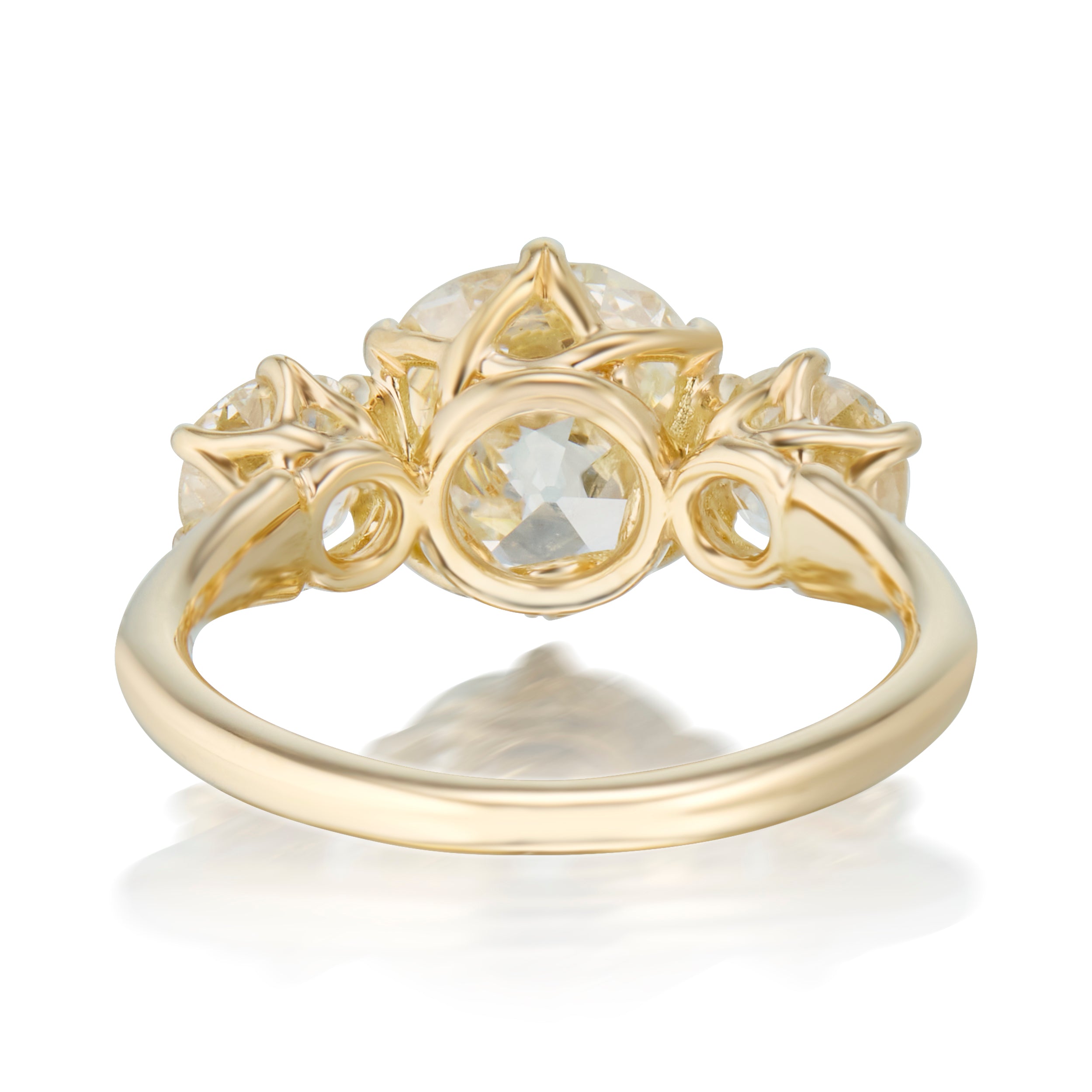 Vale Jewelry 3-Stone 3.10 Carat Old Mine Cut Diamond Ellis Ring Back View