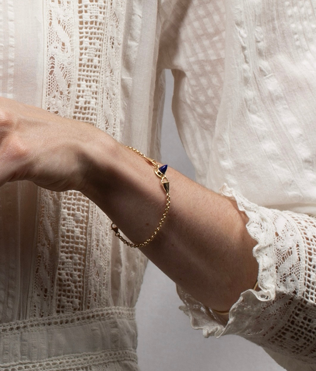 Vale Jewelry Amphora Double Lock Bracelet with Lapis Lazuli on Hand Model