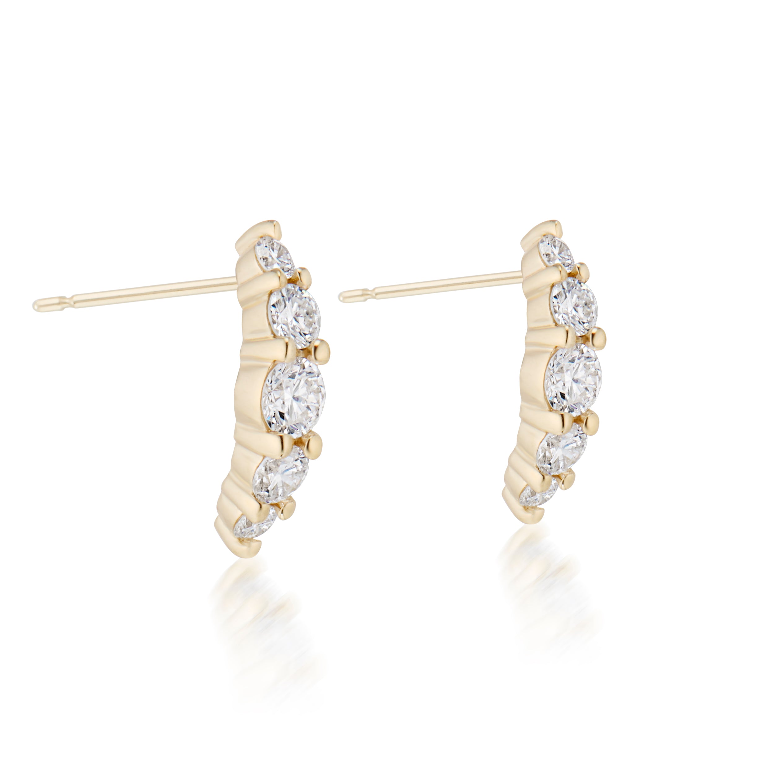 Alt="Vale Jewelry belle du jour earrings with diamonds in yellow gold side view"
