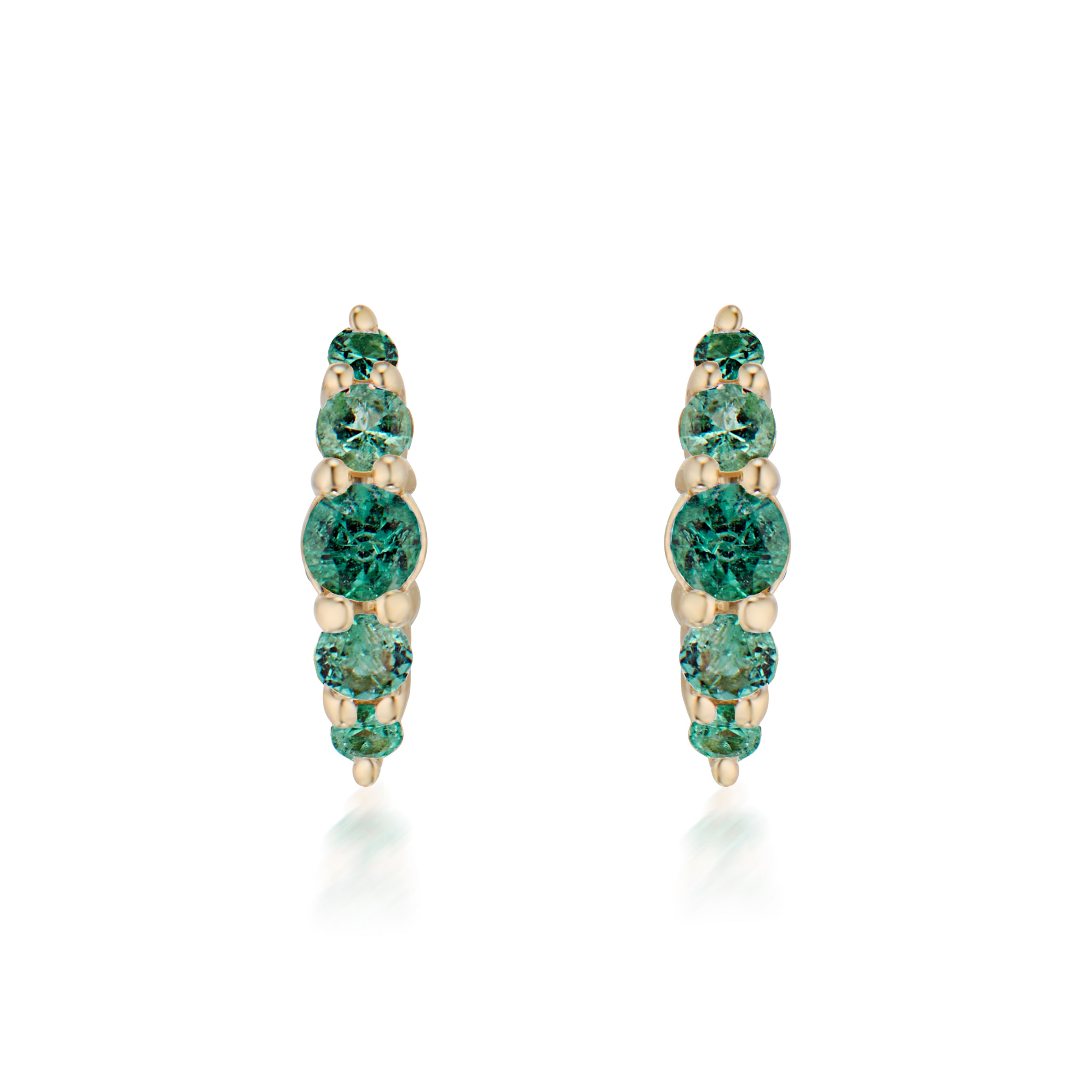 Alt="Vale Jewelry Emerald Belle Du Jour Earrings in yellow gold front view"
