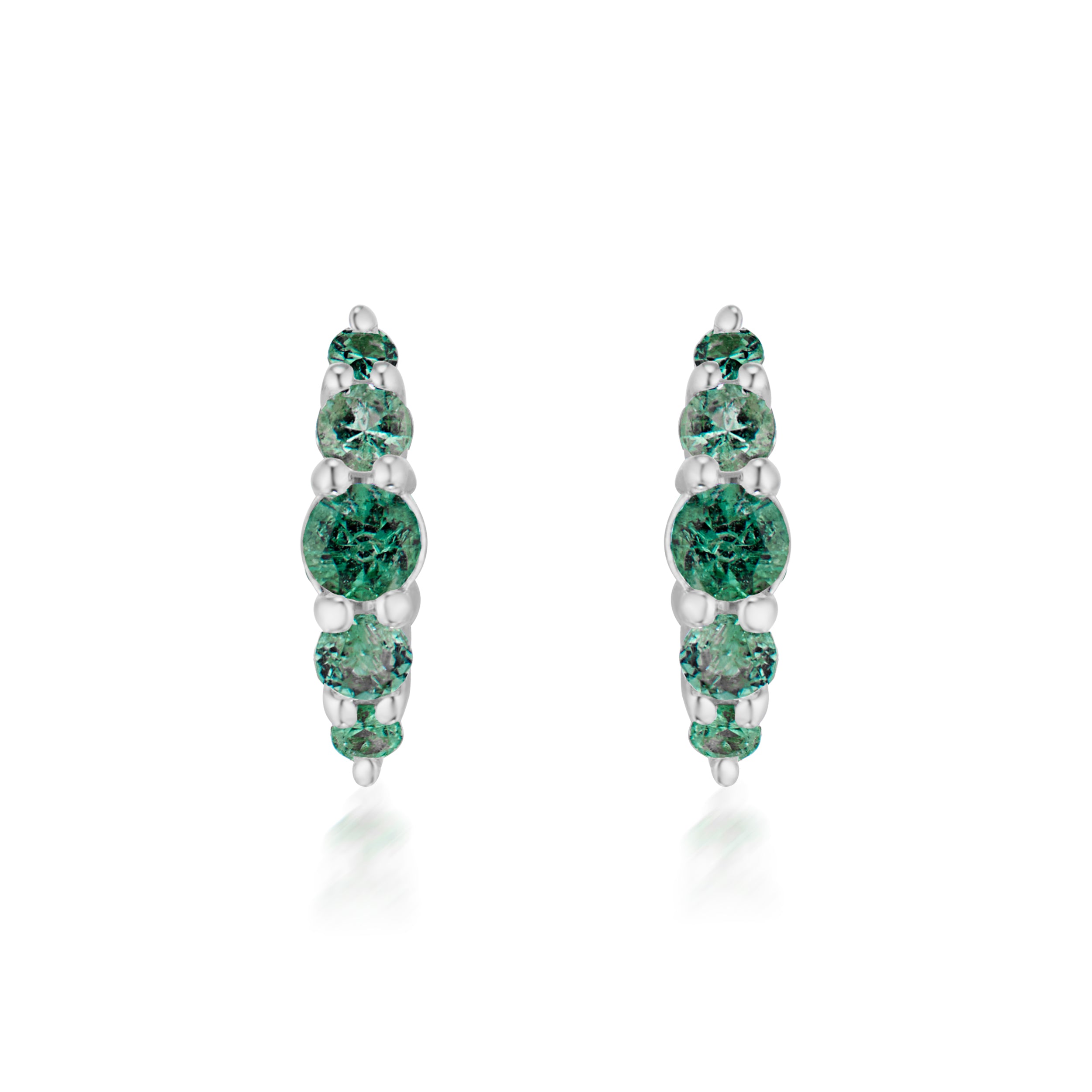 Alt="Vale Jewelry Emerald Belle Du Jour Earrings front view in white gold"