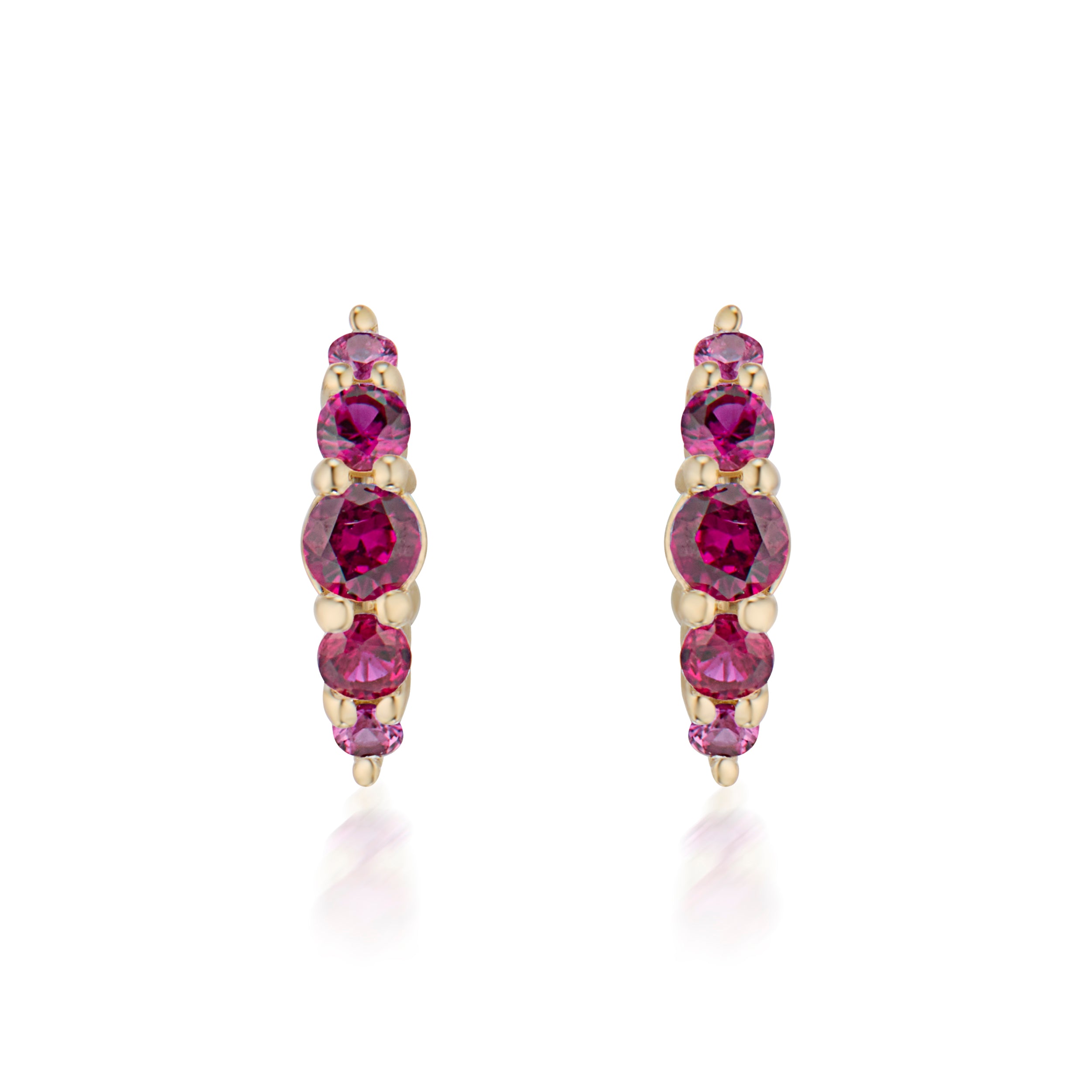 Alt="Vale Jewelry Belle Du Jour Earrings with Rubies in yellow gold front view"