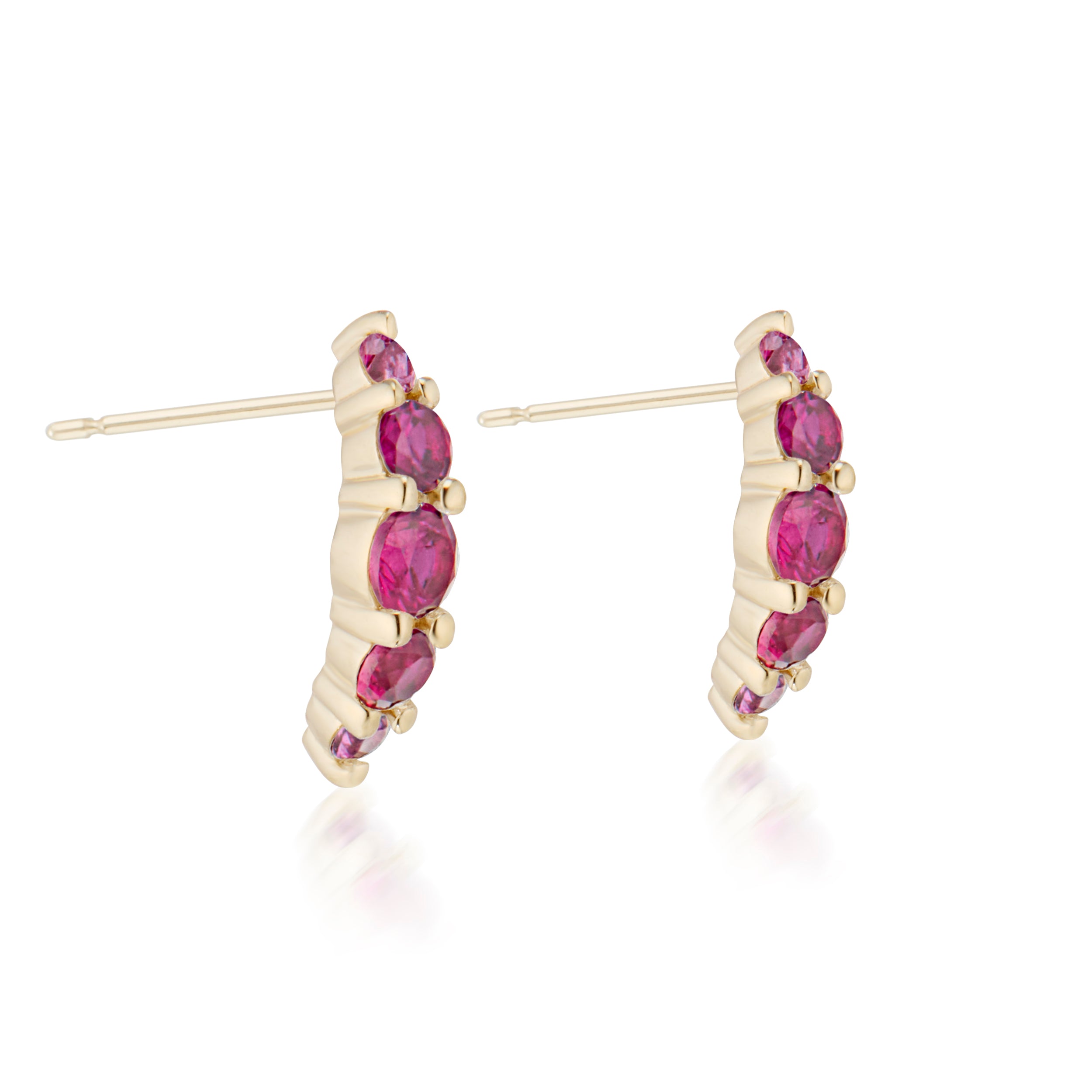 Alt="Vale Jewelry Belle Du Jour Earrings with Rubies in yellow gold quarter view"