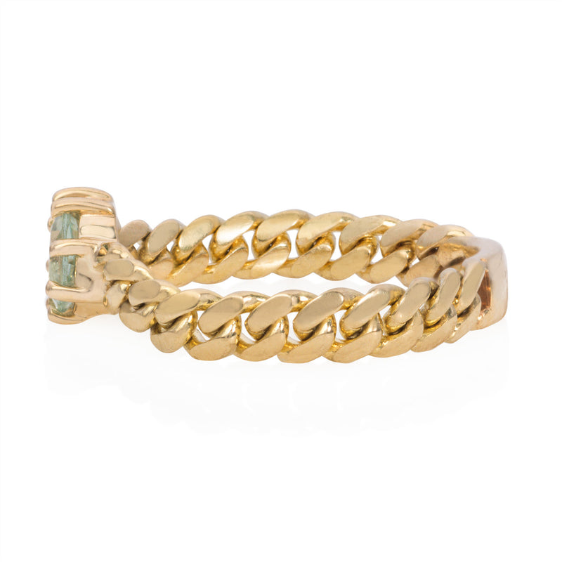 Vale Jewelry Marnie Chain Ring with Prasiolite in 14K Yellow Gold Side View