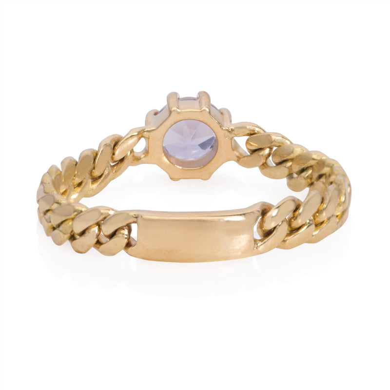Vale Jewelry Marnie Chain Ring with Tanzanite in 14K Yellow Gold Back View