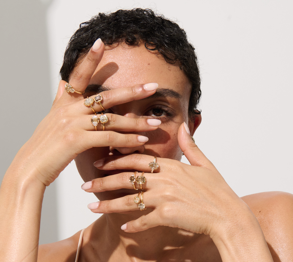 Model Wearing Vale Jewelry 1.20 Carat Round Rose Cut Diamond Marlowe Ring