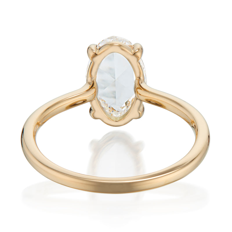 Vale Jewelry OOAK 1.73 Carat Oval Rose Cut Diamond Ring Yellow Gold Back