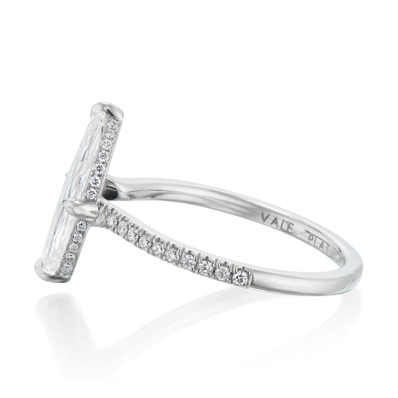 Vale Jewelry OOAK 1.88 Carat Oval Rose Cut Diamond Ring with Hidden Halo Platinum Side