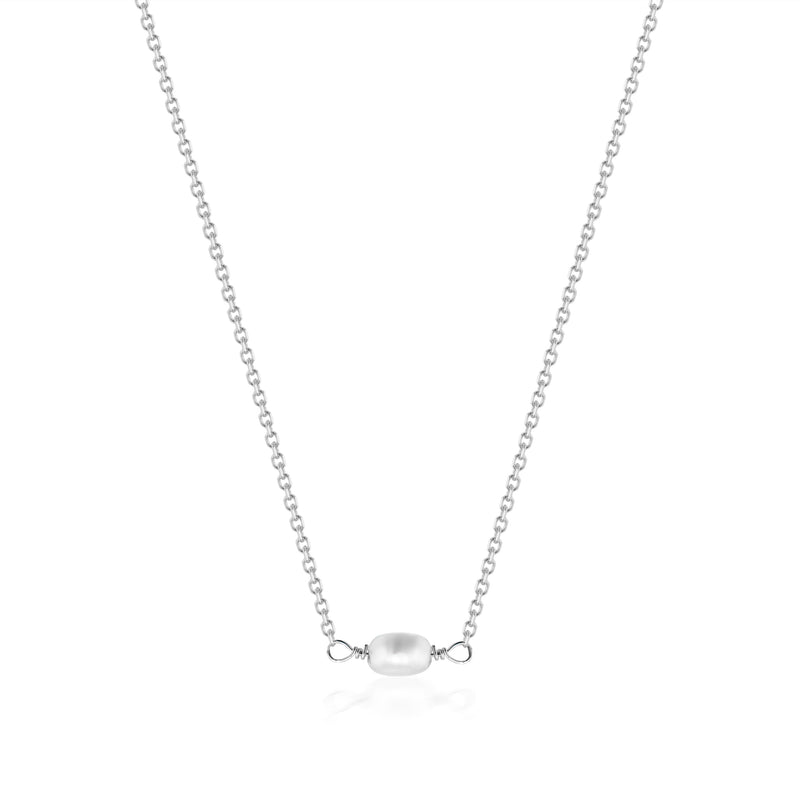 Vale Jewelry Seed Pearl Necklace Close-up in 14K White Gold