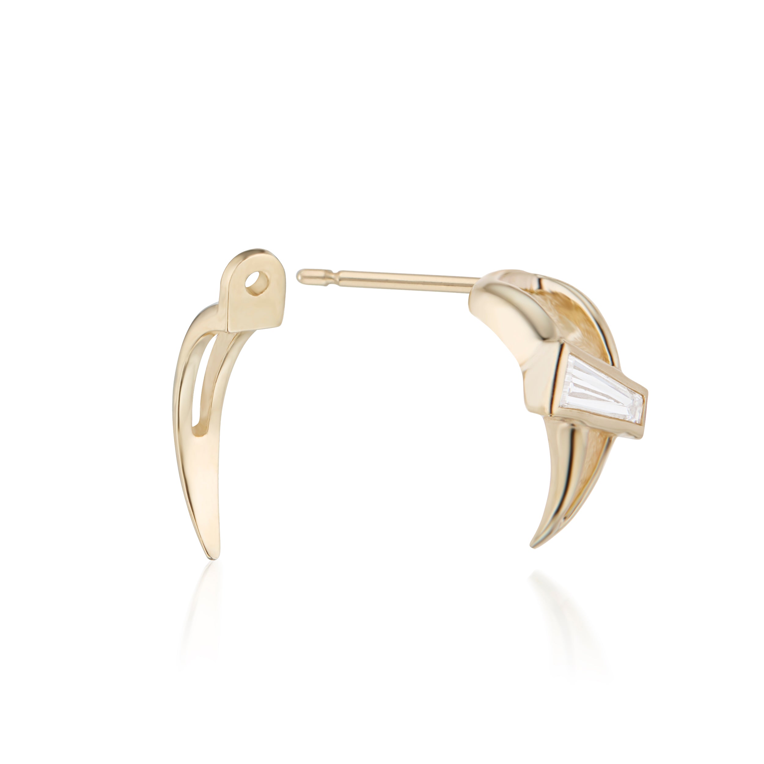 Open Swoop Tapered Baguette Cut Diamond 2-Piece Earrings