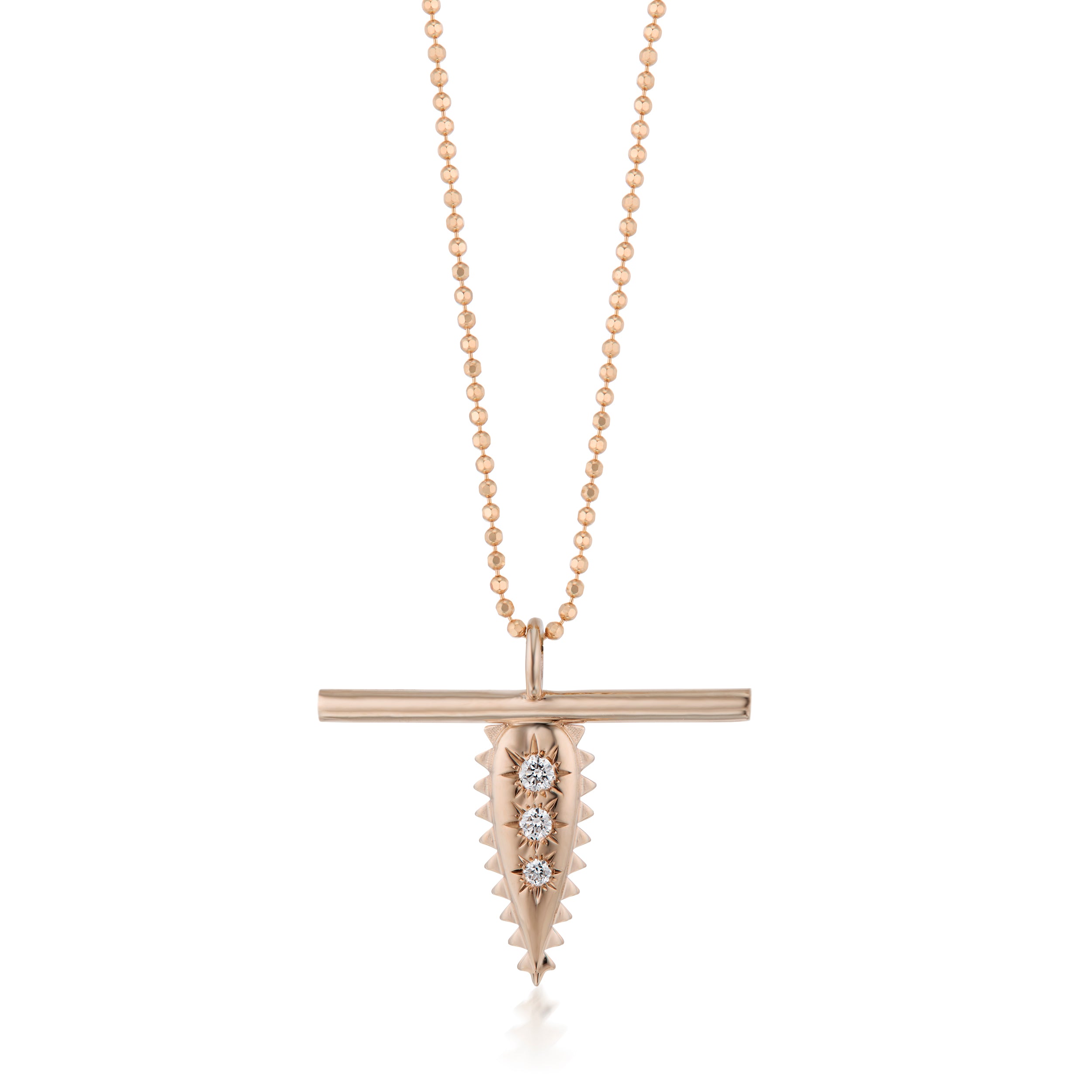 Vale Jewelry Swoop T-Bar Star-Set Diamond Necklace
