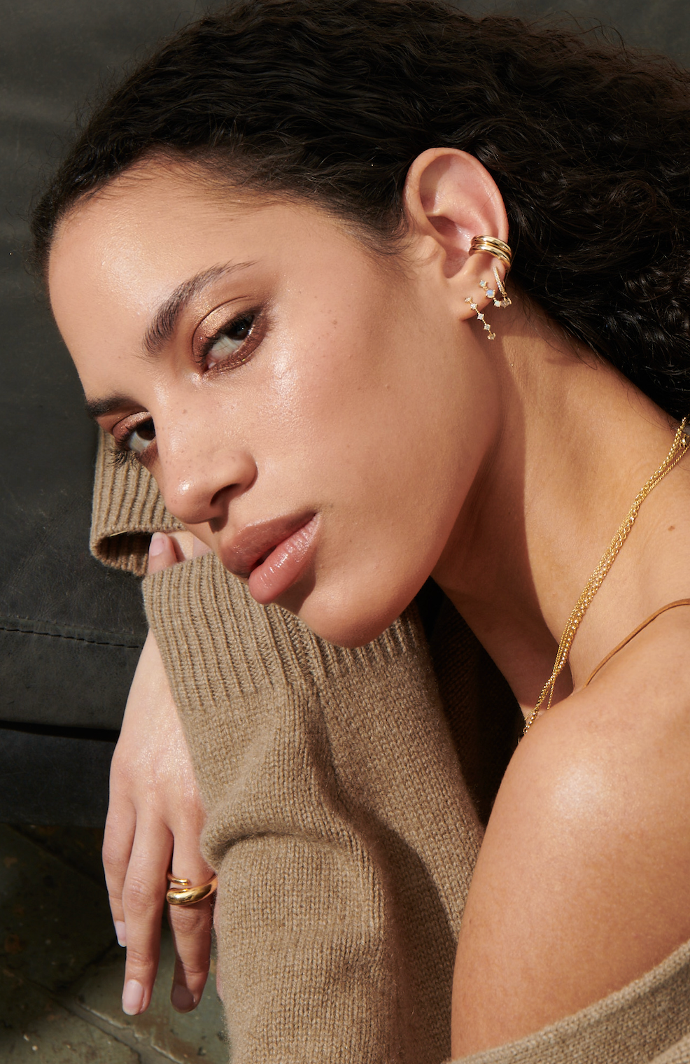 Vale Jewelry Twist Ring on Model Resting on Arm