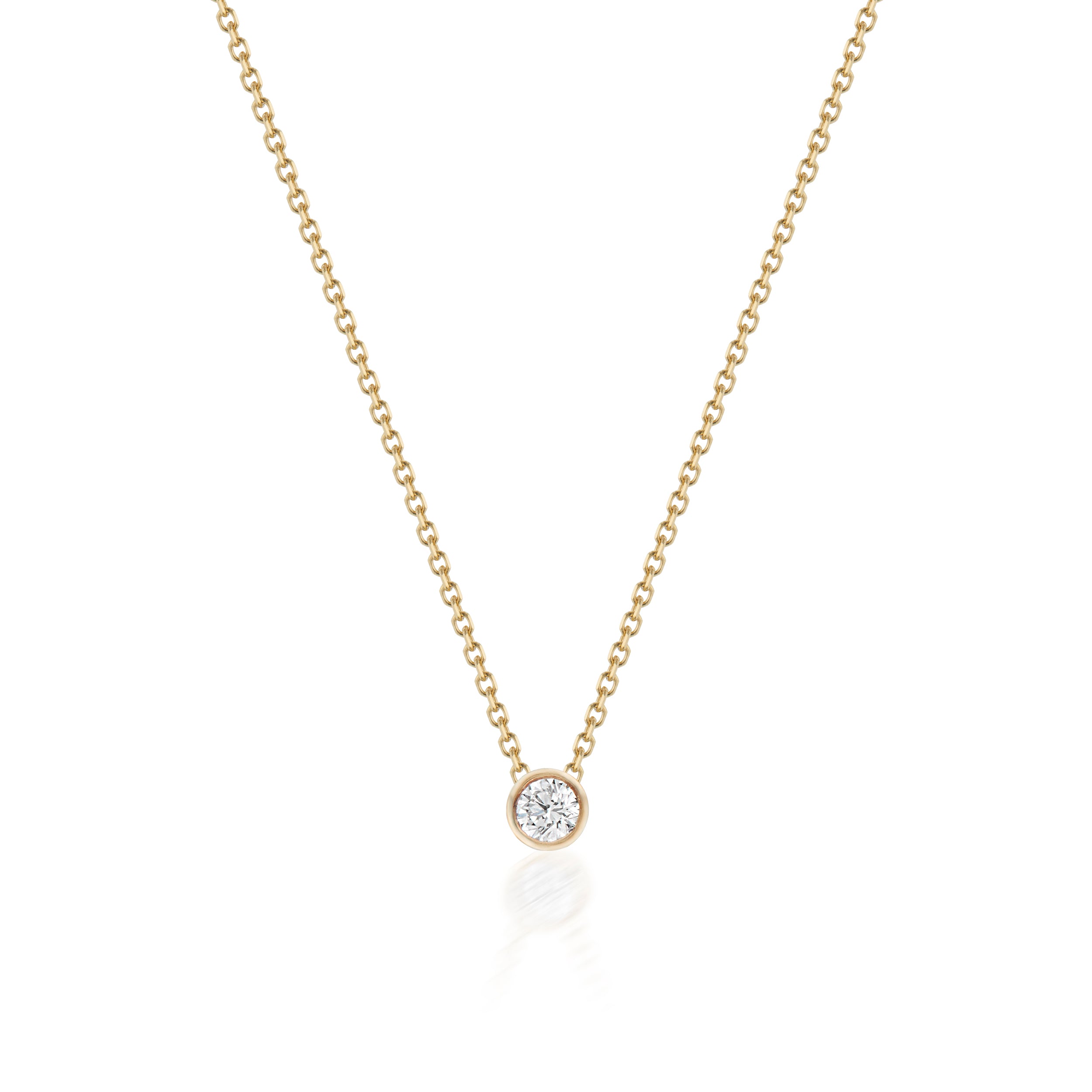 Vale Jewelry Barely There Diamond Necklace Yellow Gold Closeup