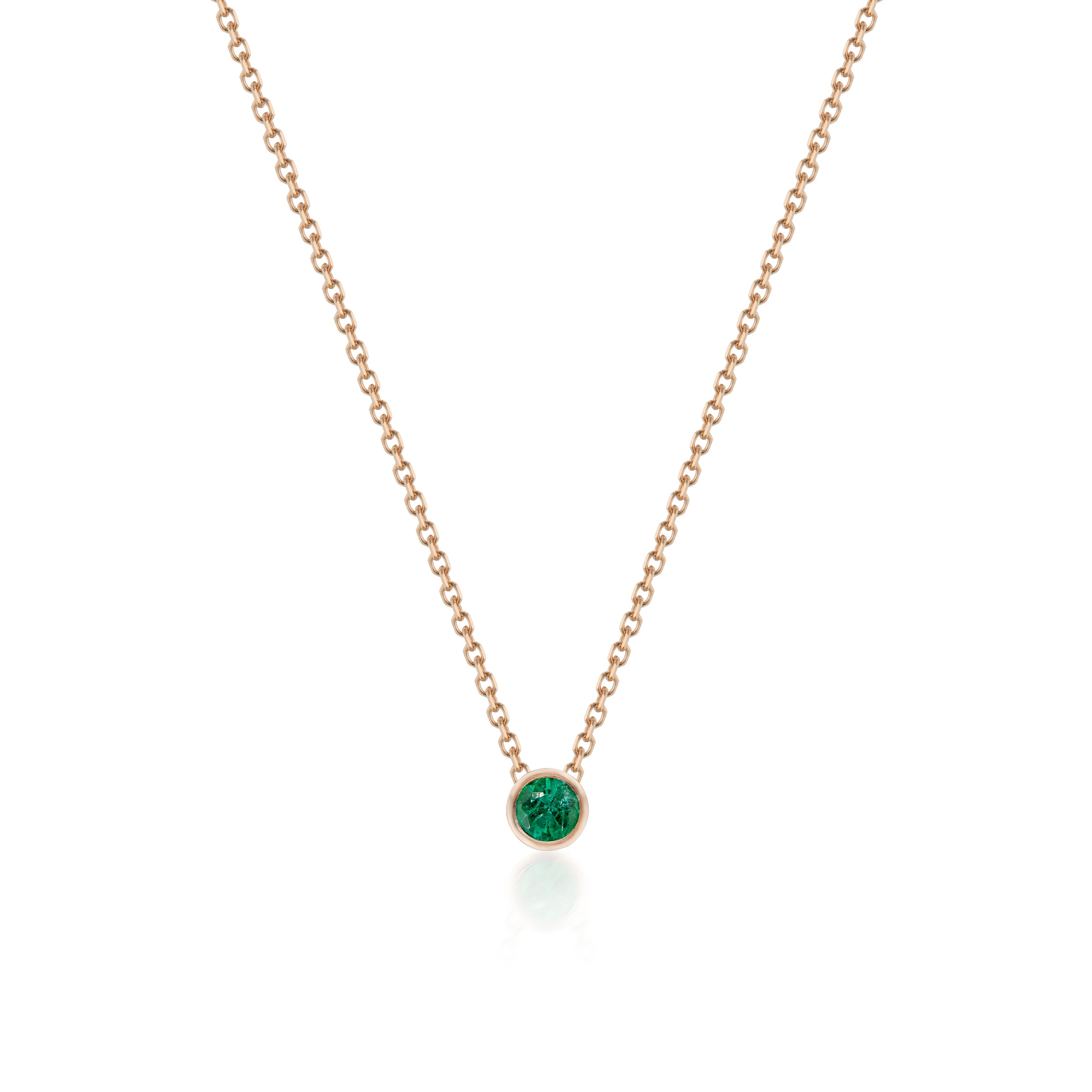 Barely There Emerald Necklace Rose Gold Close-Up Image