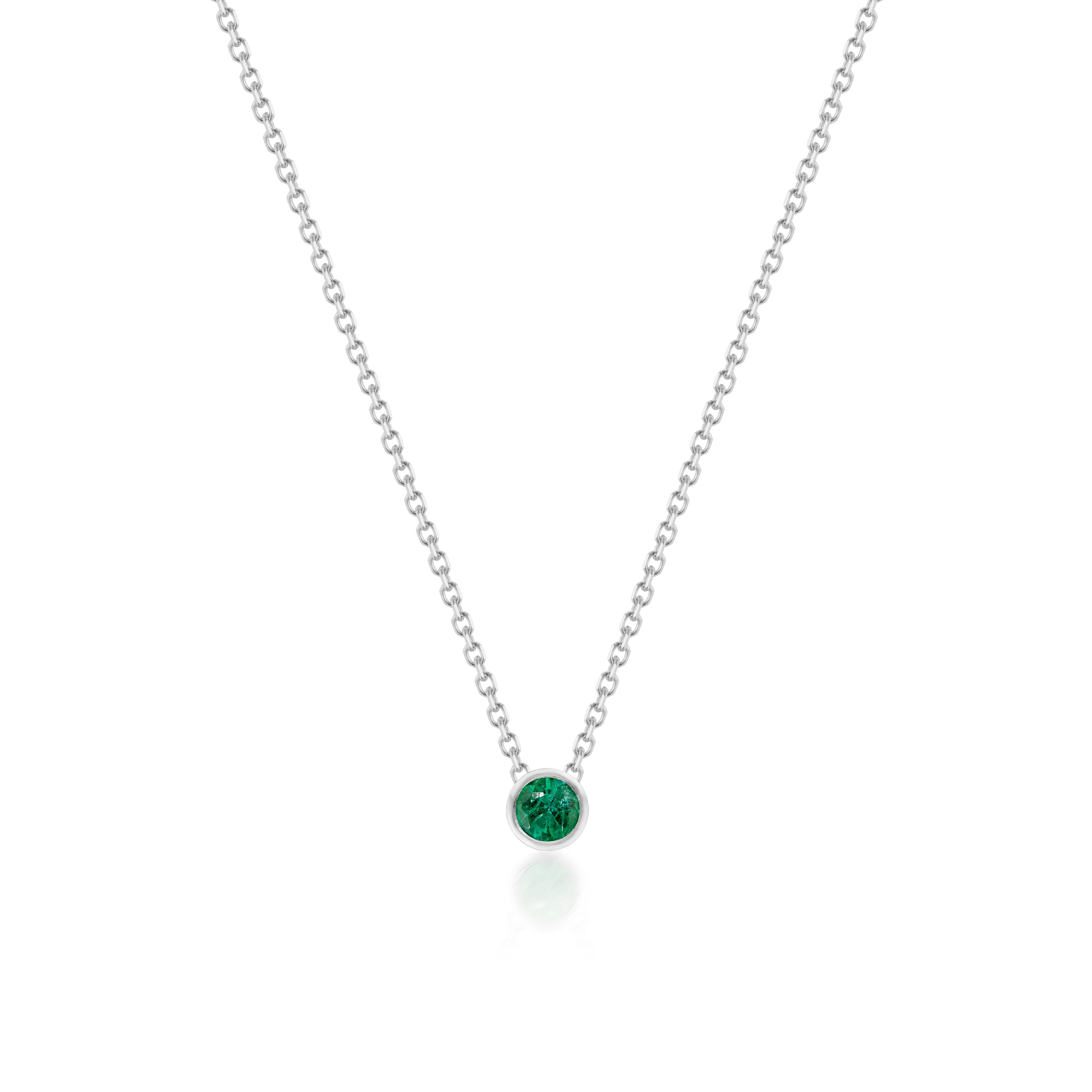 Barely There Emerald Necklace White Gold Close-Up Image
