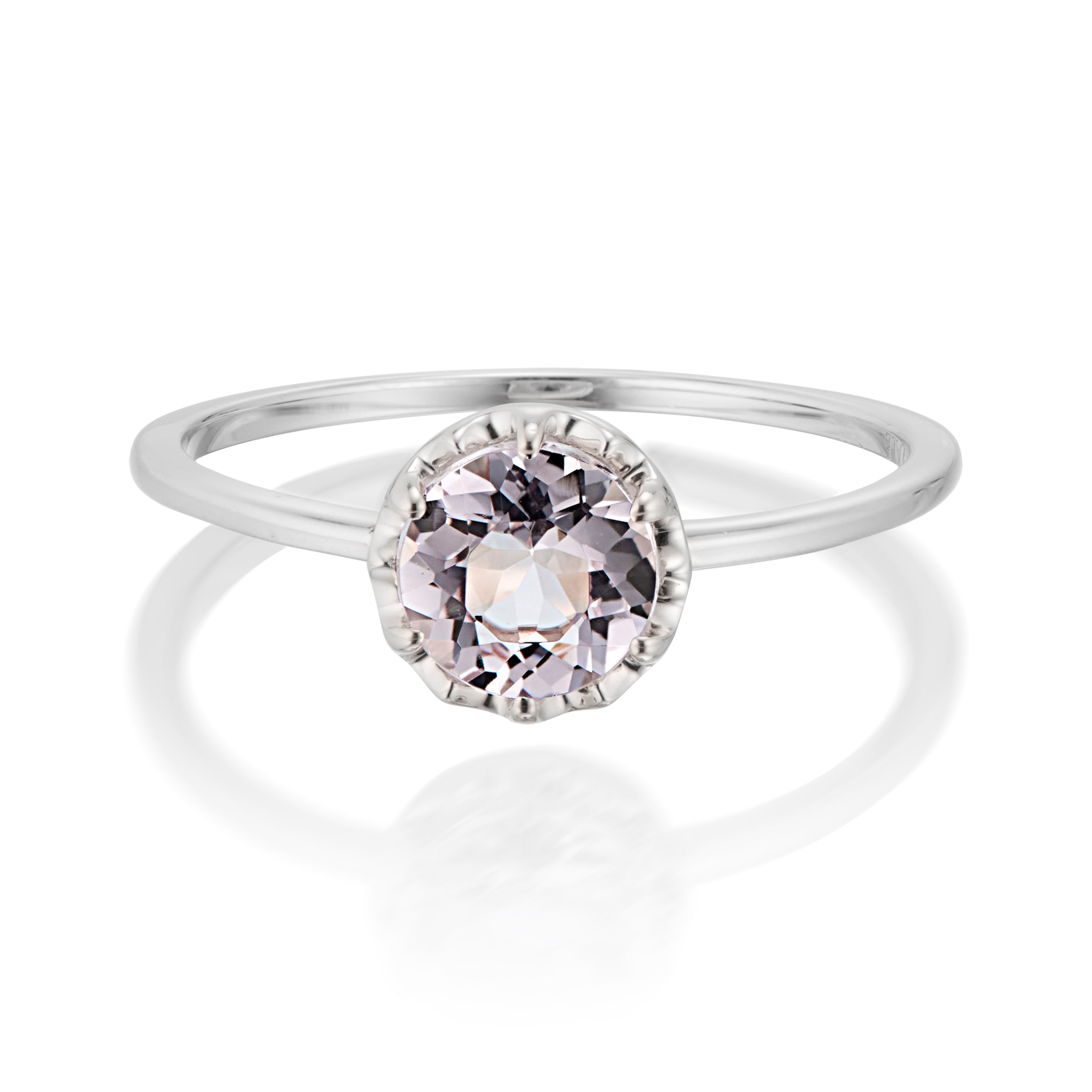 Vale Jewelry Desert Flower Ring with Morganite in White Gold
