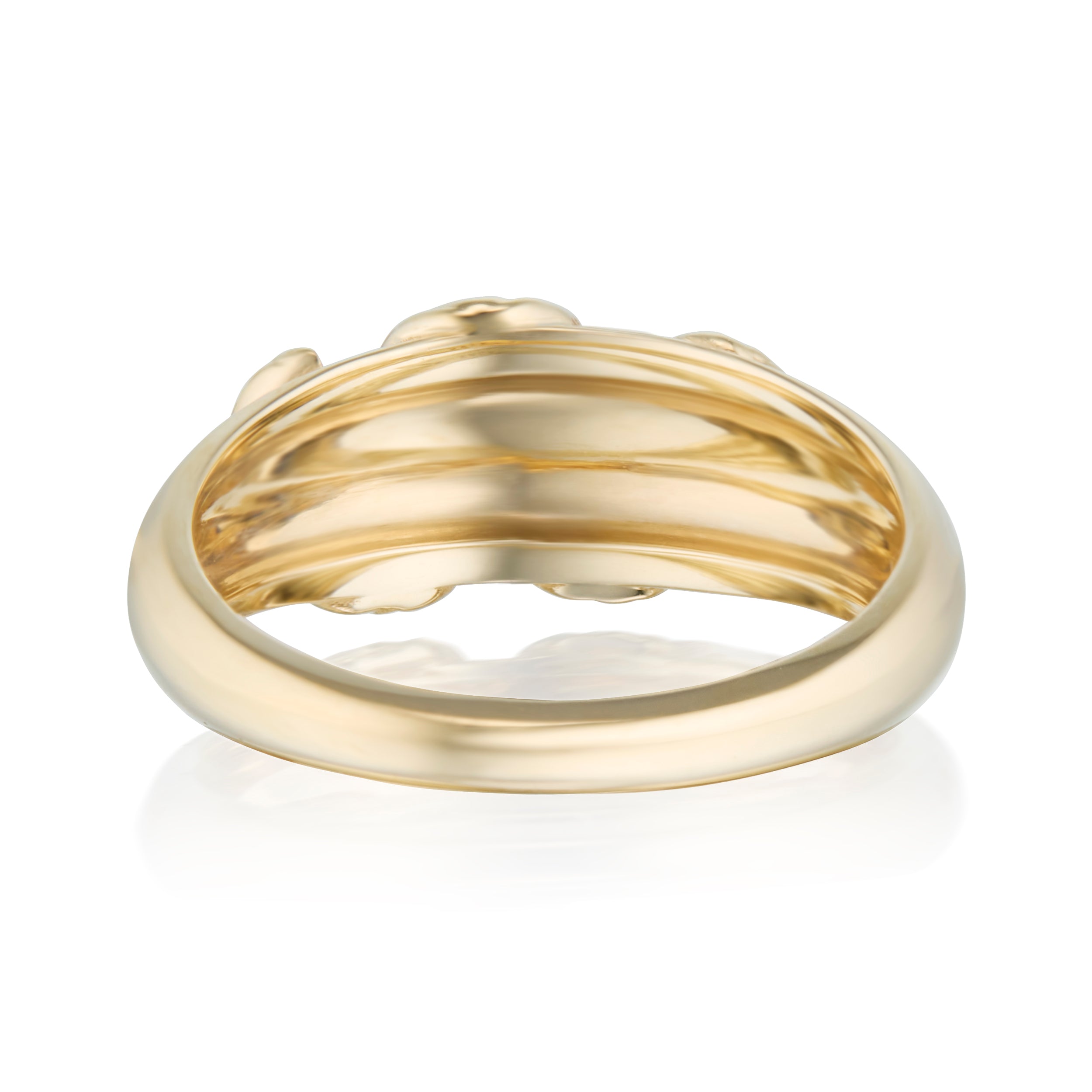 Alt="Vale Jewelry domed ring with white pave diamonds from back view"