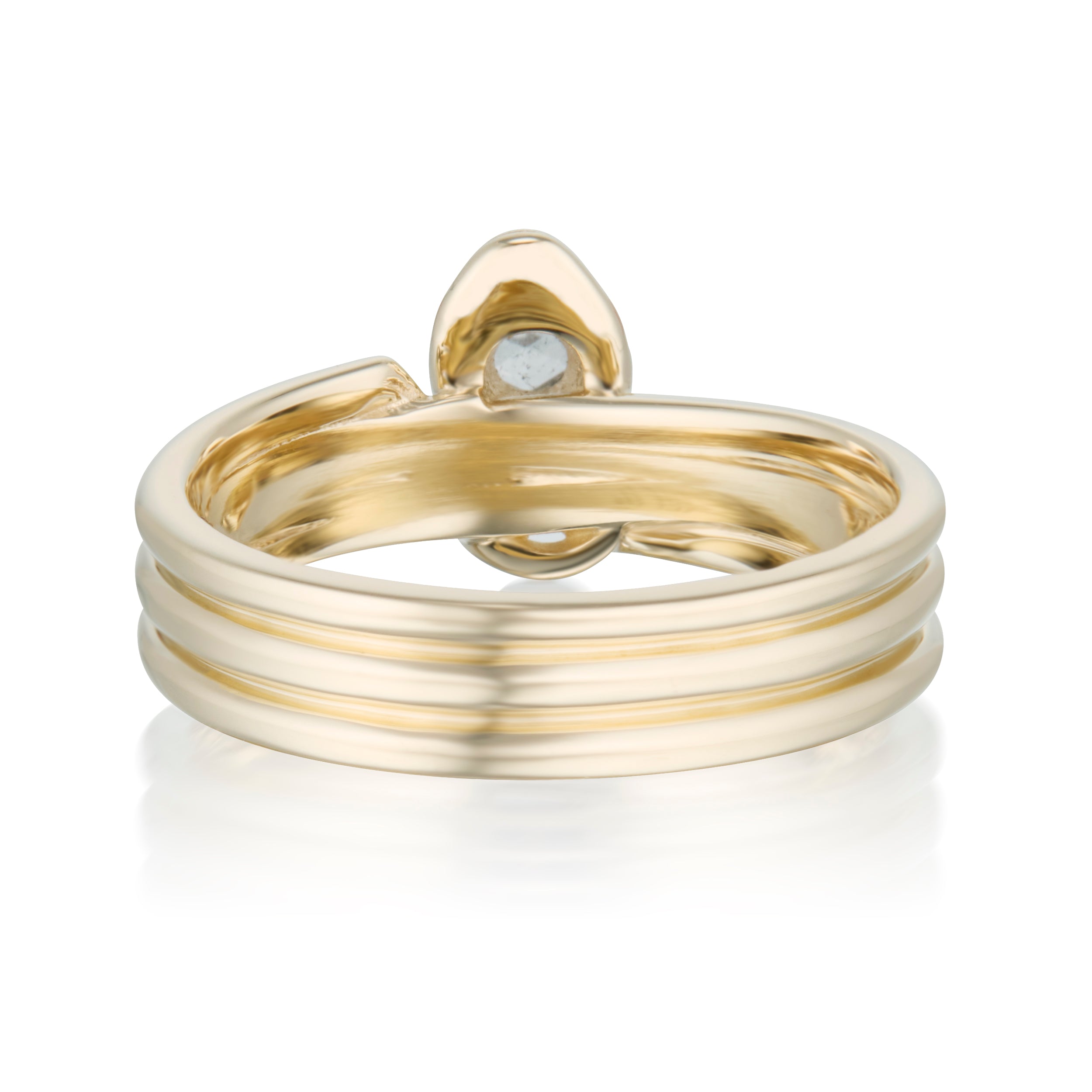 Alt="Vale Jewelry triple wrap snake ring back view with rose cut white diamond"