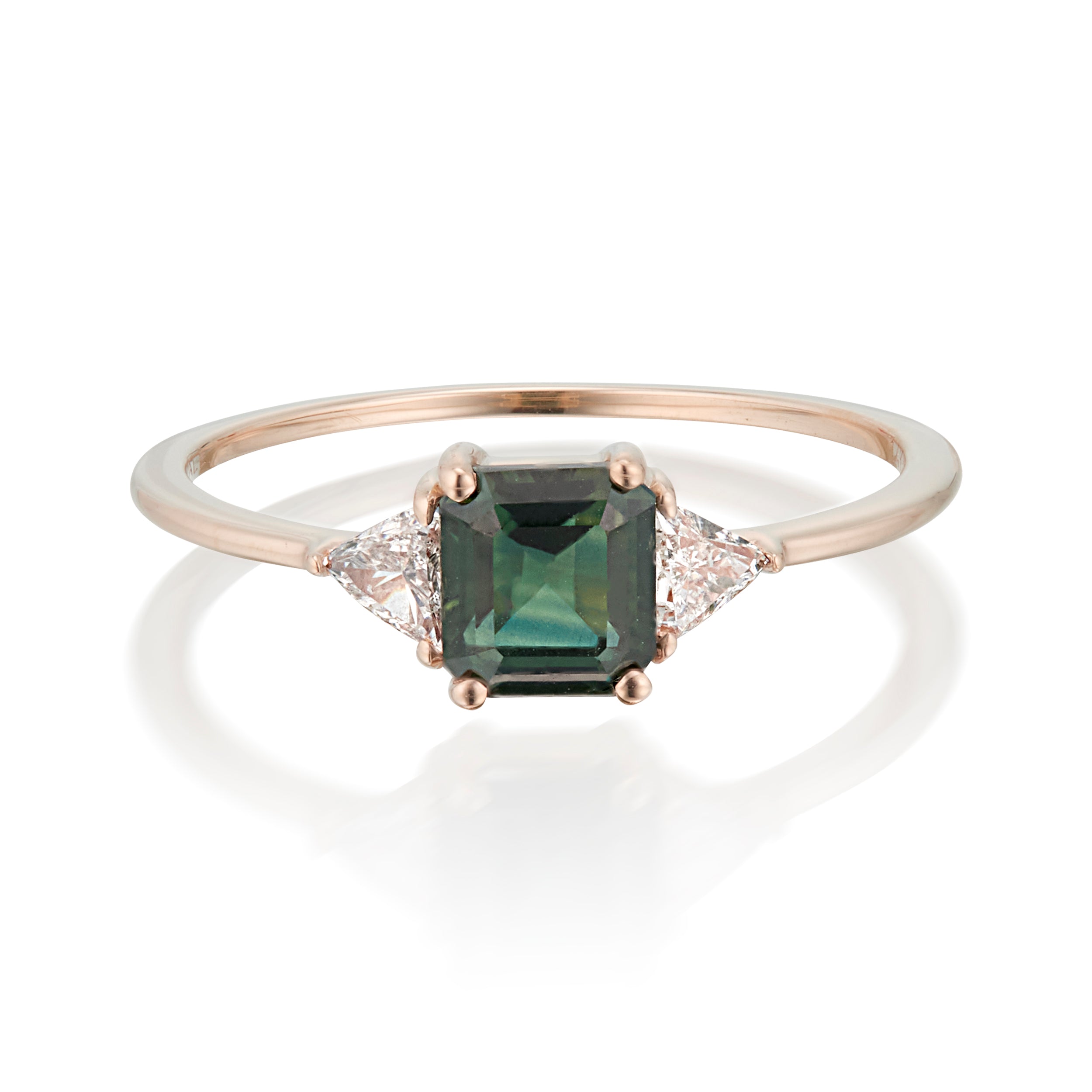 Vale Jewelry Icaria Ring with Sapphire in Rose Gold Front View