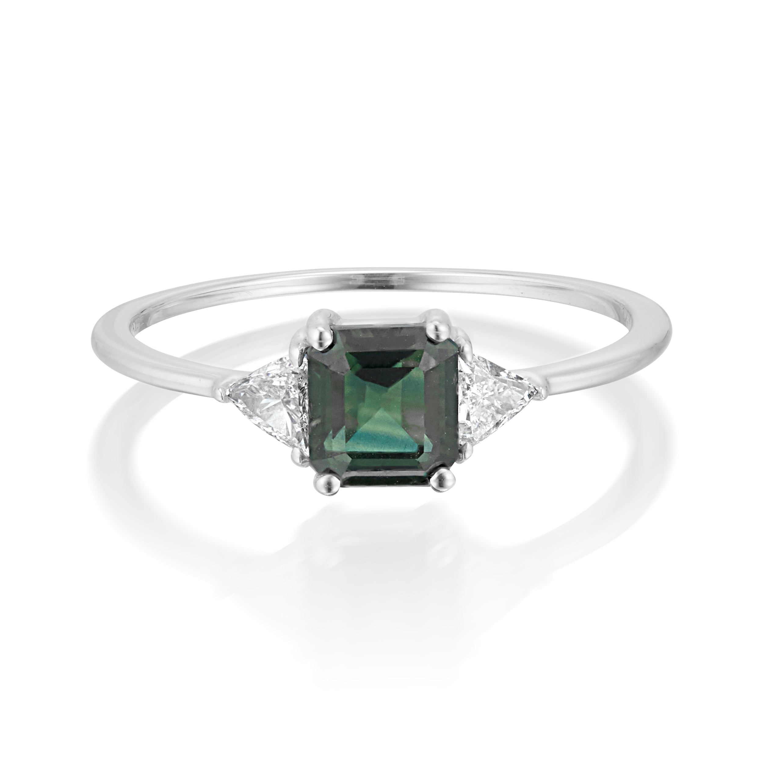 Vale Jewelry Icaria Ring with Sapphire in White Gold Front View