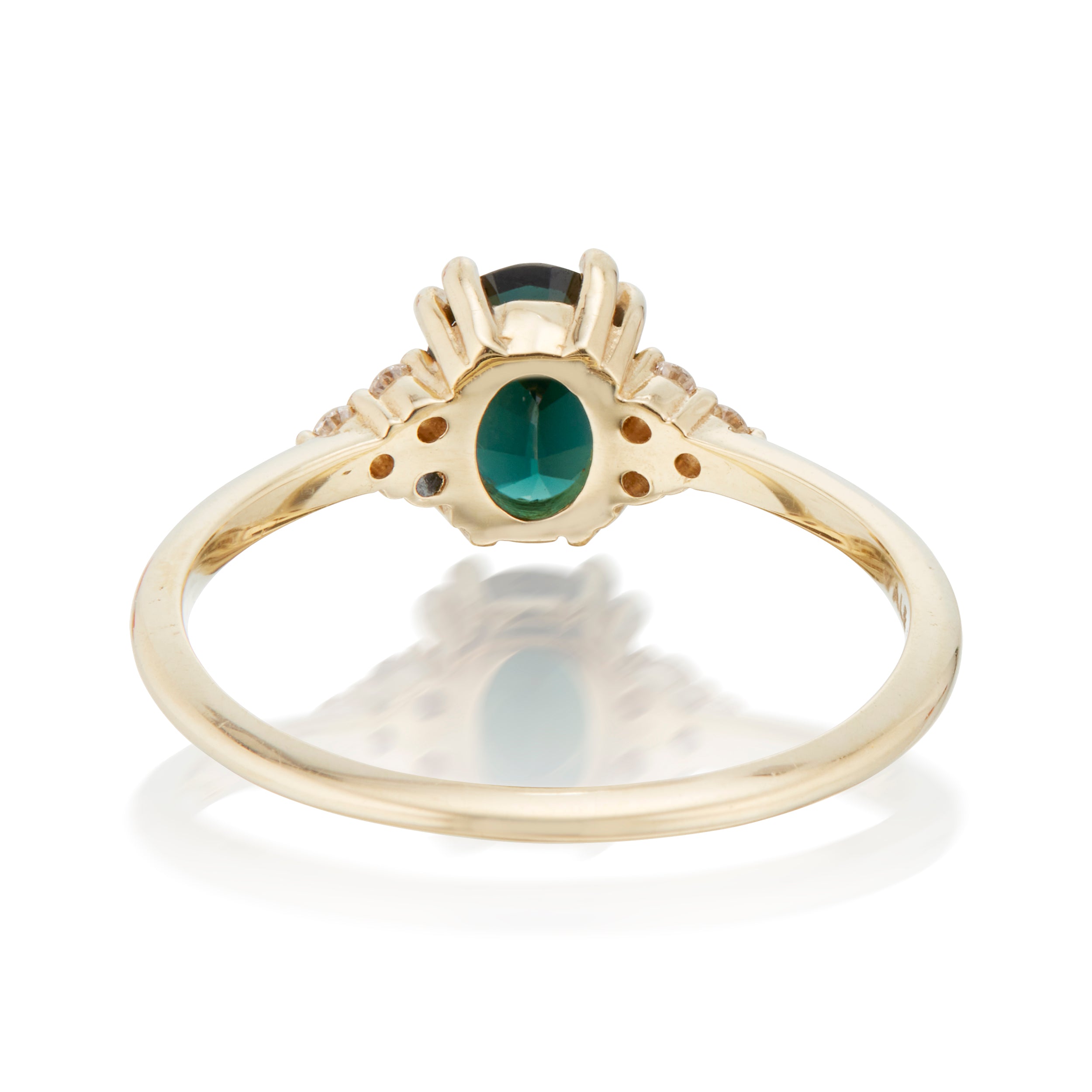 Vale Jewelry Juno Ring with Sapphire and White Diamonds in Yellow Gold Back View