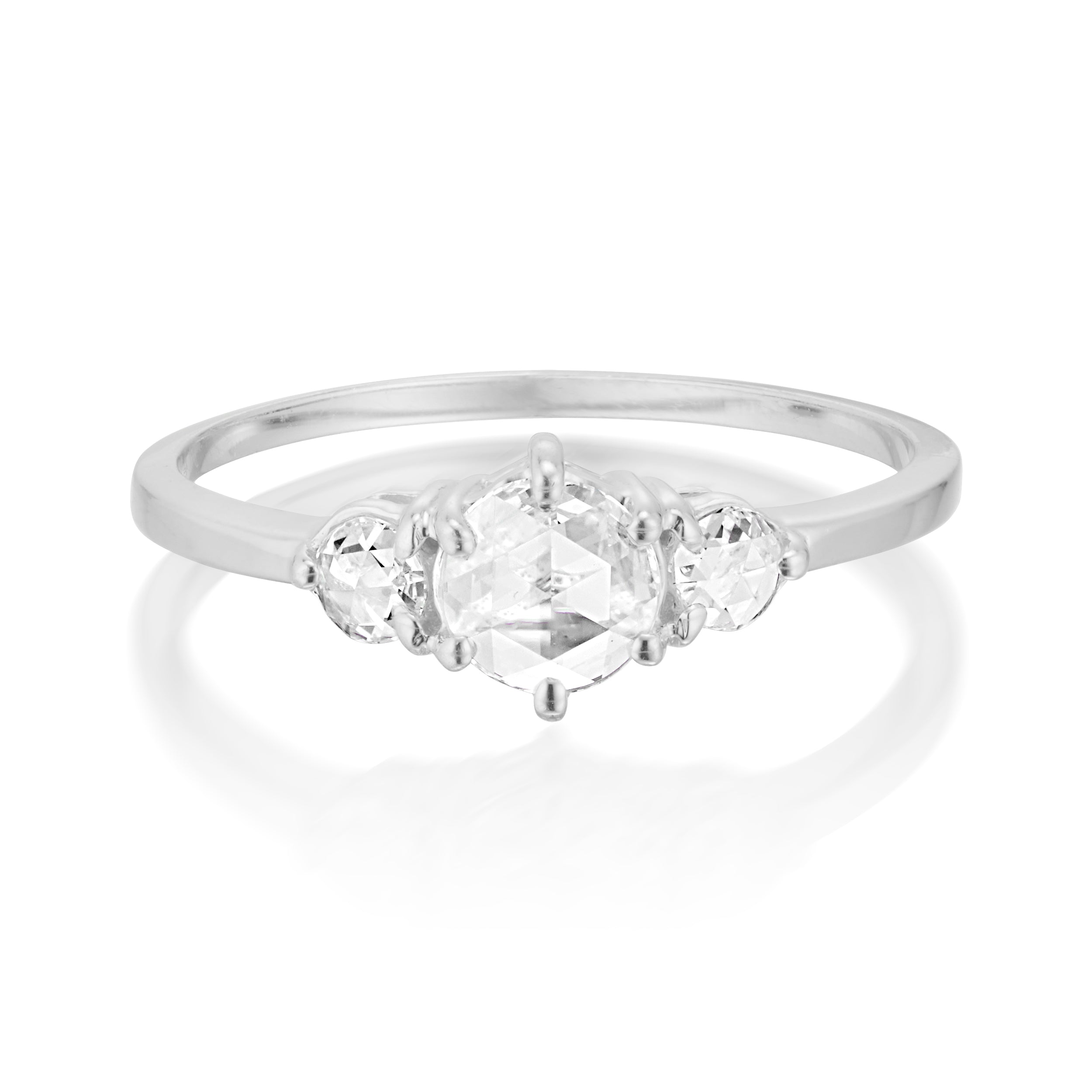 Large Tidals Ring with White Rose Cut Diamonds
