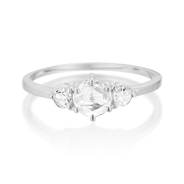 Large Tidals Ring with White Rose Cut Diamonds