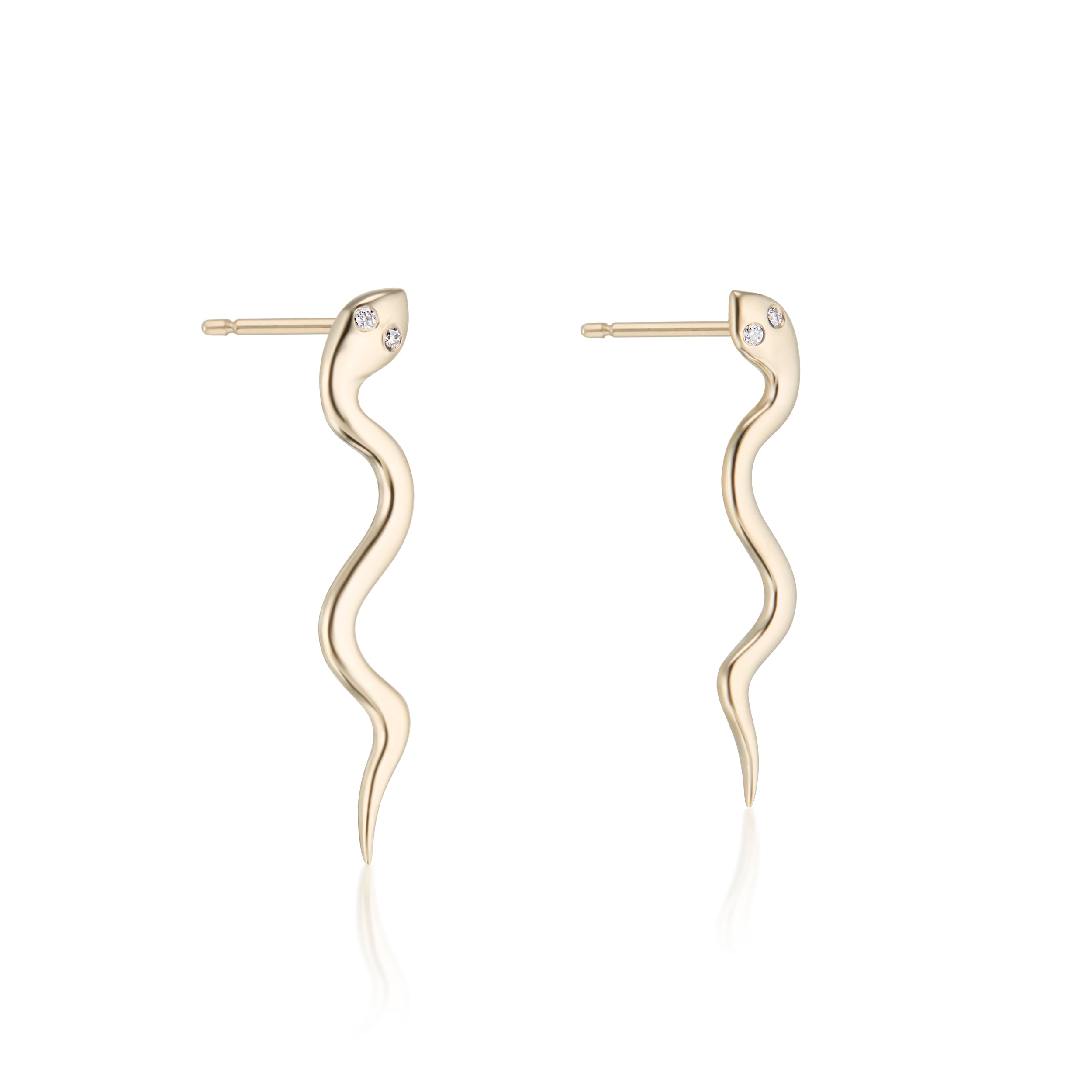 smooth snake shaped earrings on a white background
