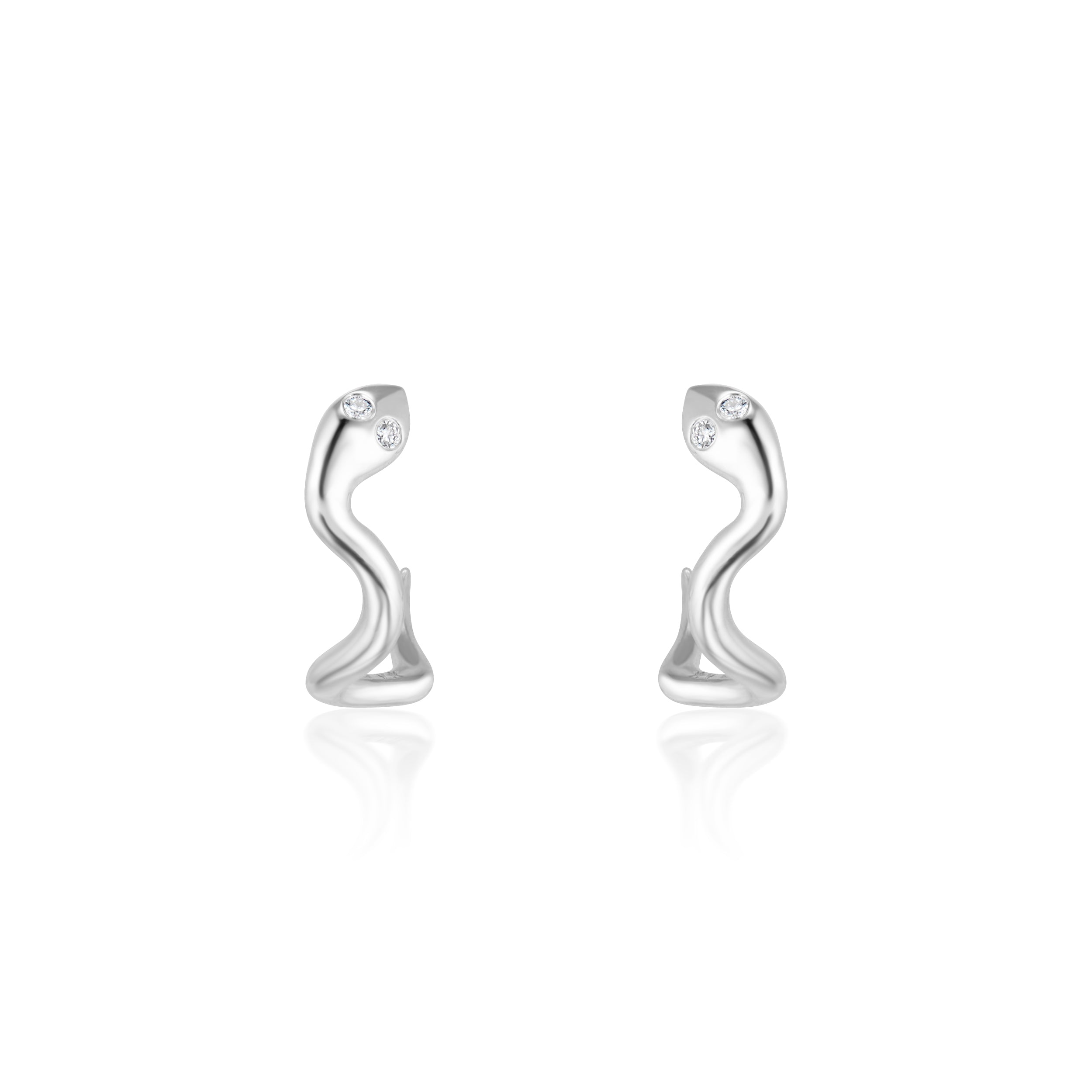 Alt="Vale Jewelry serpent Half Hoop Earrings in White Gold on white background"