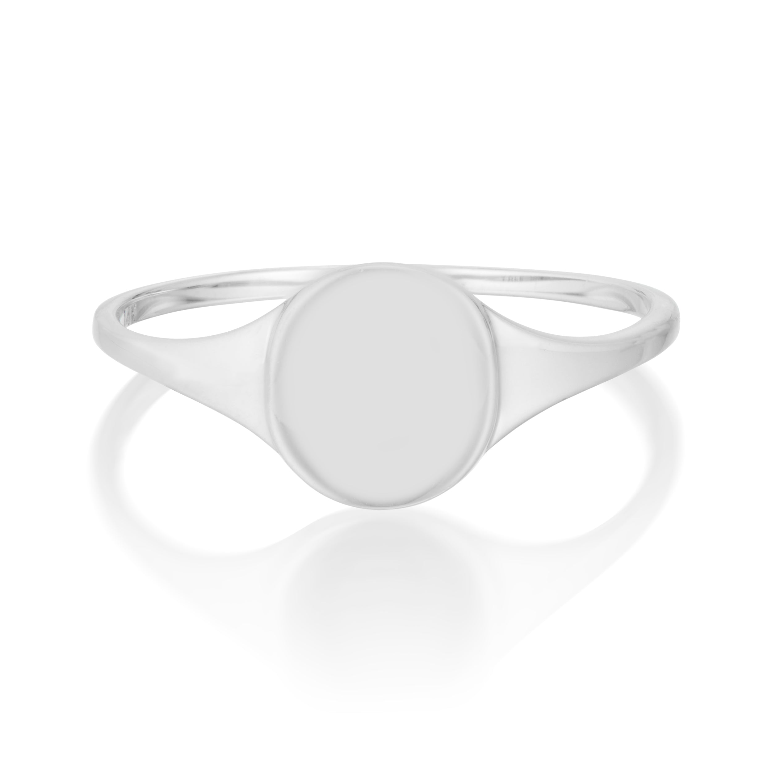 Vale Jewelry Skinny Signet Ring in White Gold Front View