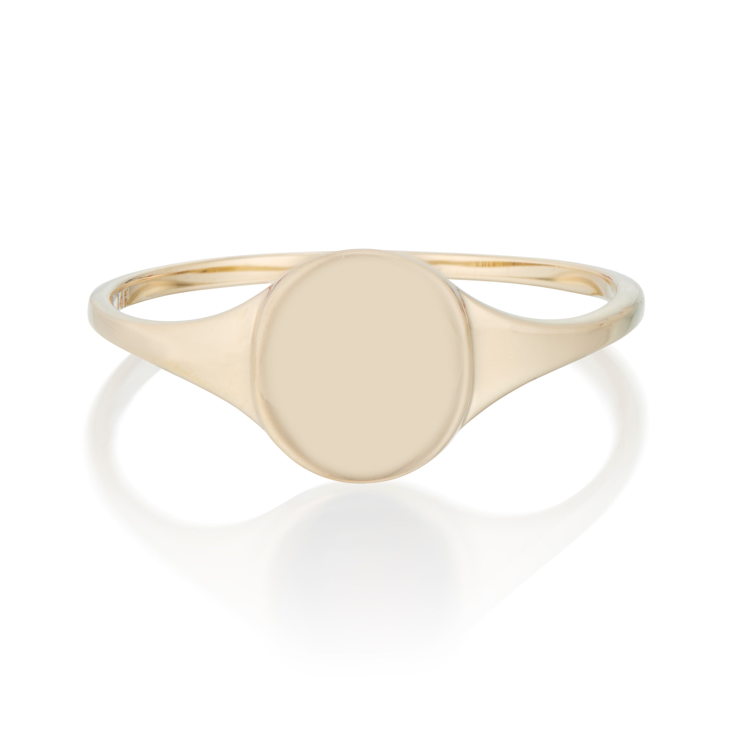 Vale Jewelry Skinny Signet Ring in Yellow Gold Front View