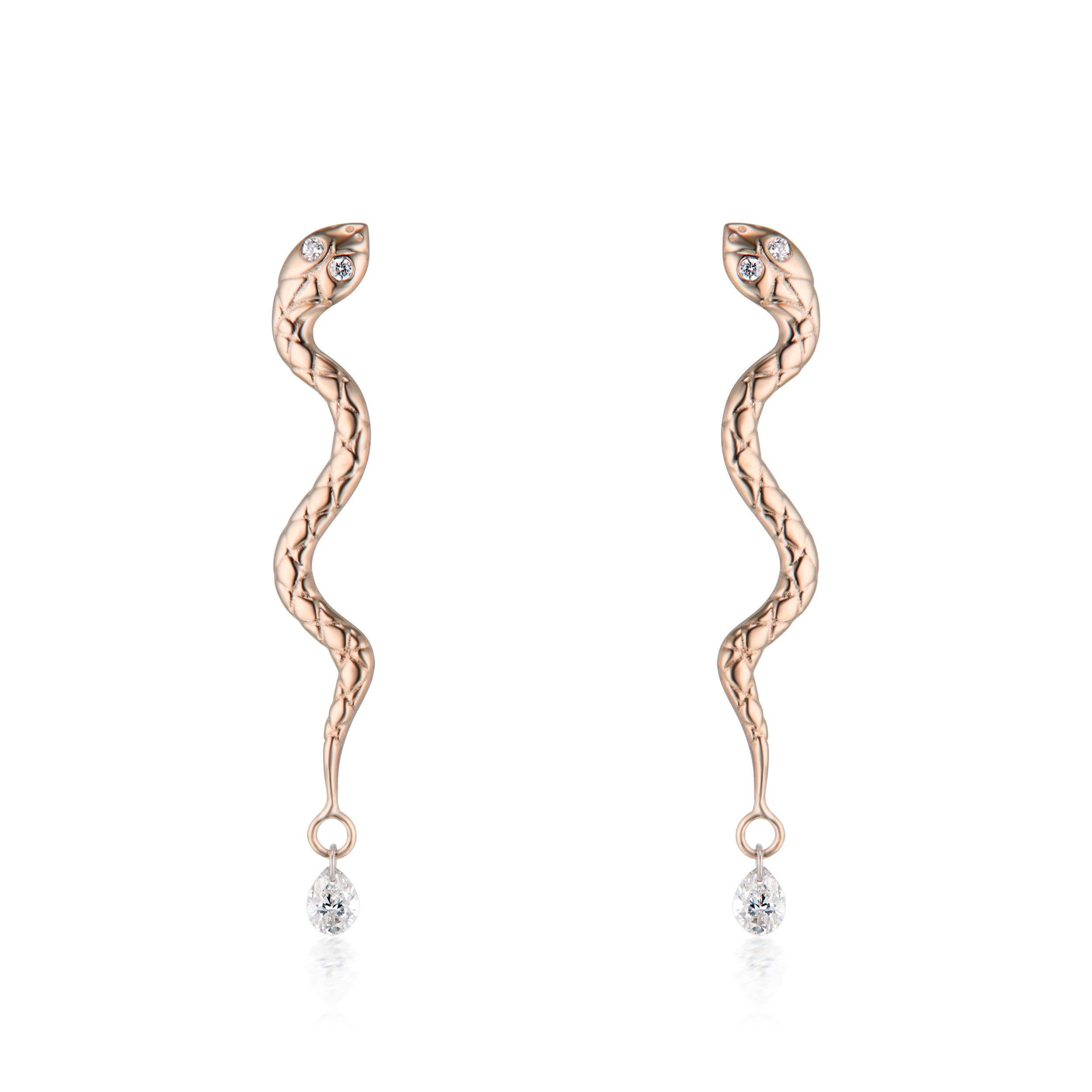 Alt="Vale Jewelry rose Gold Textured Serpent on white background front view"