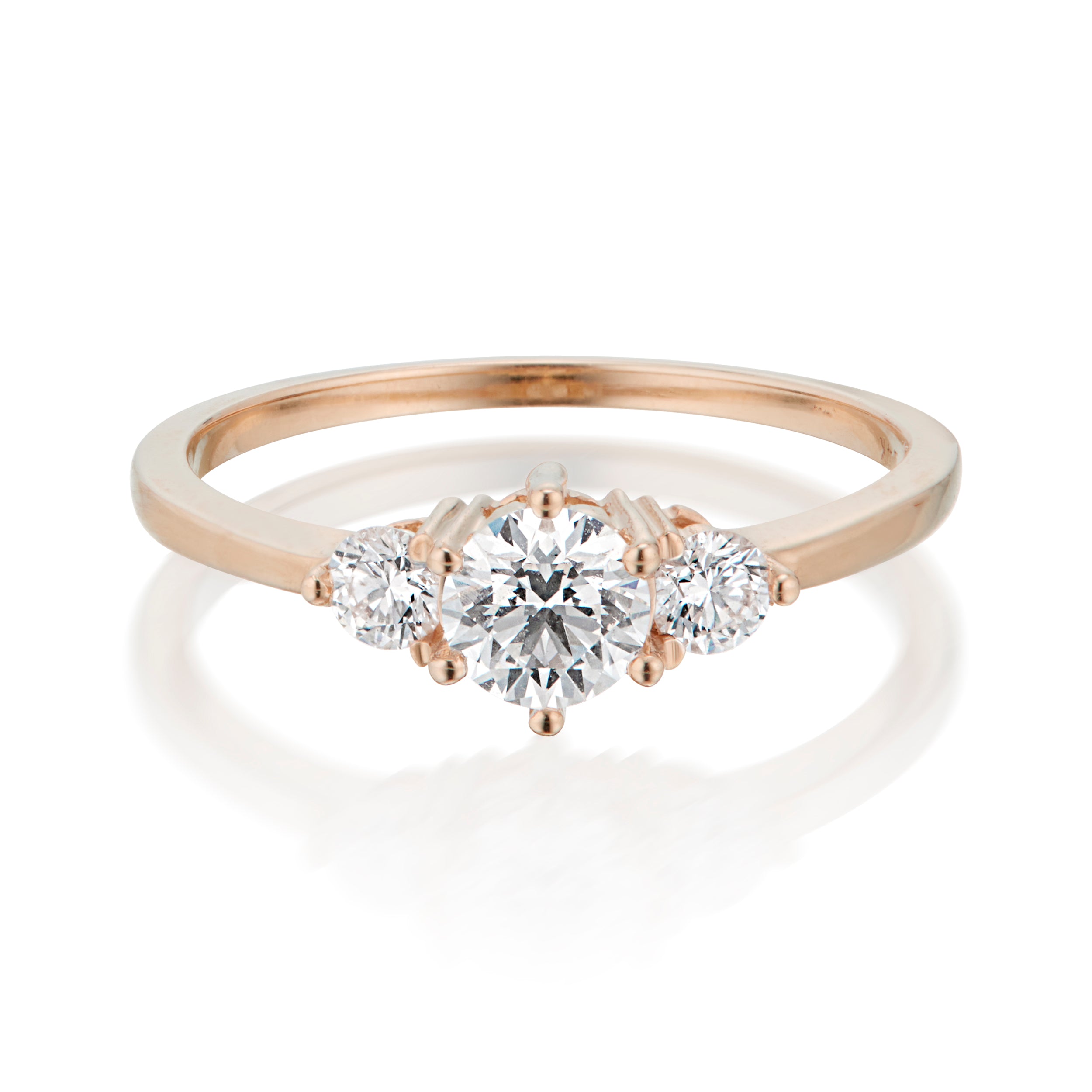Tidals Ring with White Brilliant Cut Diamonds in Rose Gold
