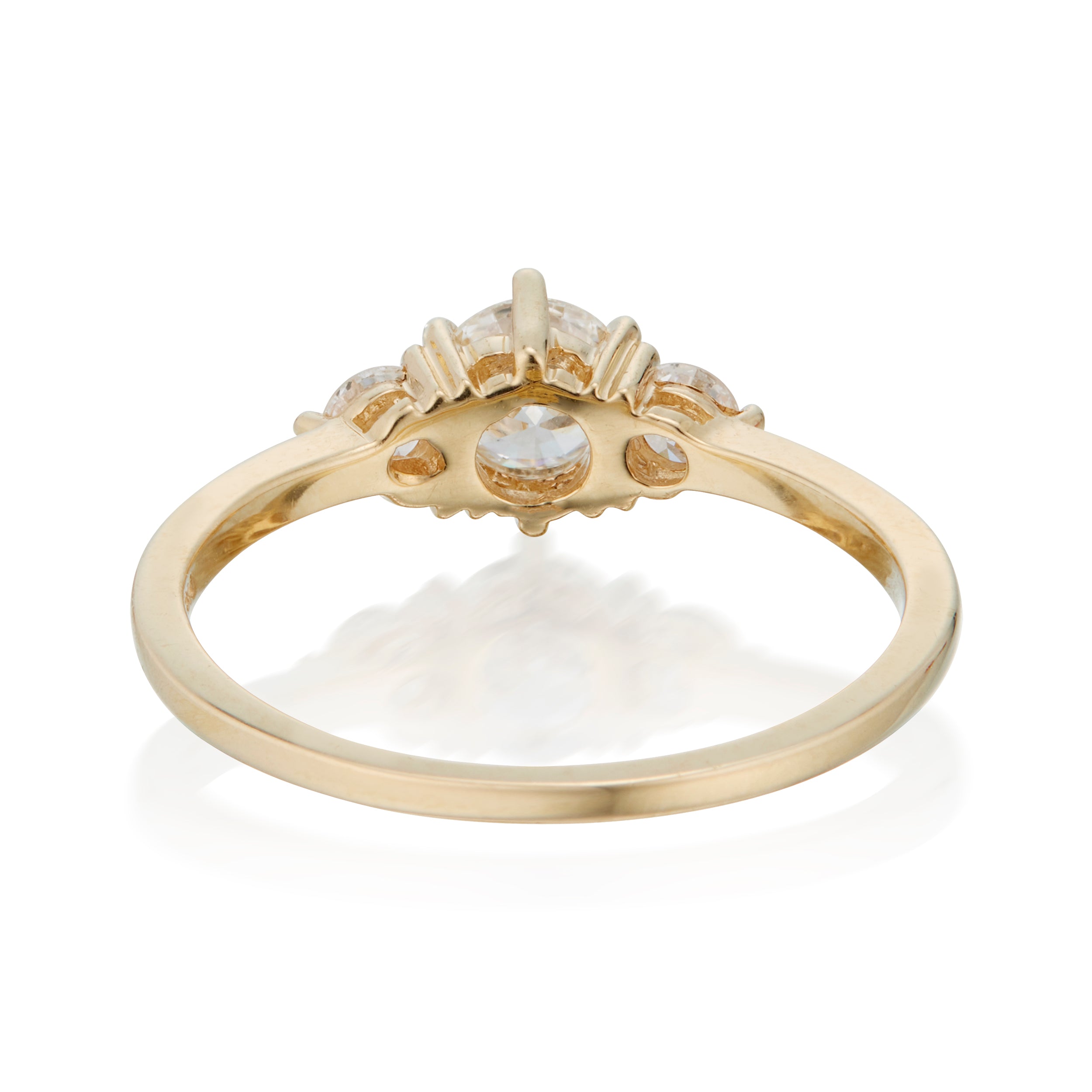 Tidals Ring with White Brilliant Cut Diamonds in Yellow Gold Back View
